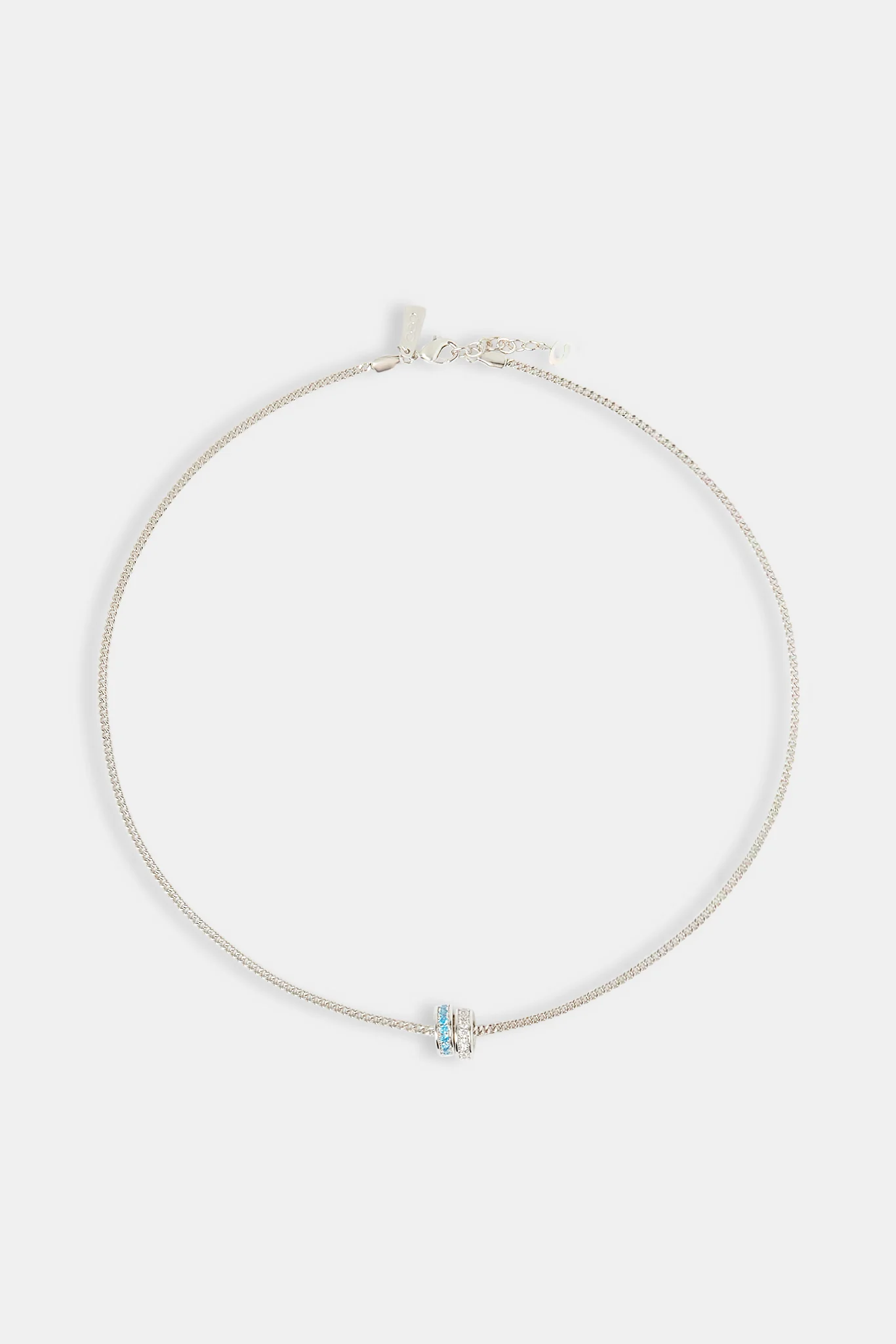Blue & Clear Iced Ring Necklace - 15mm - Image 5