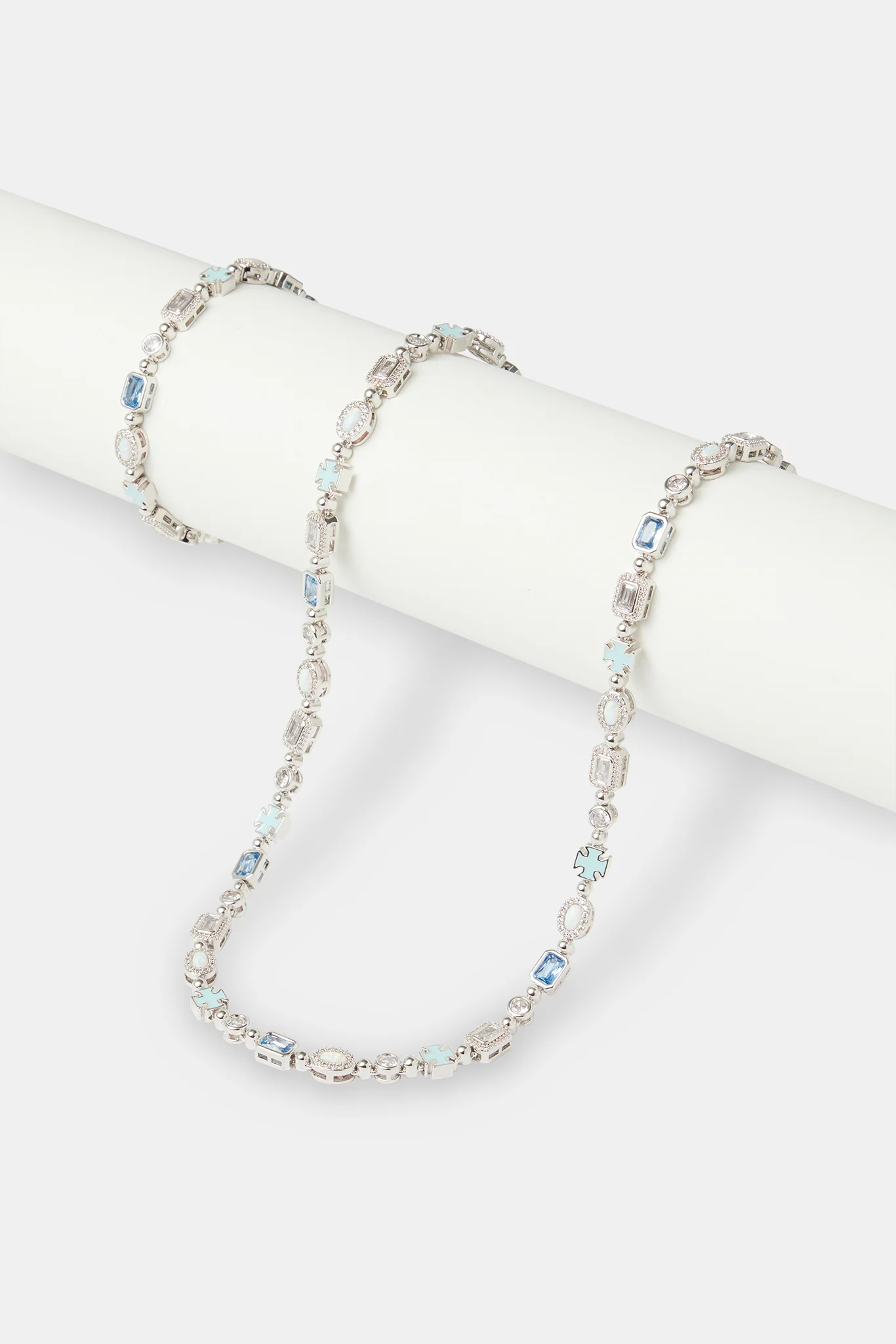 Blue & Clear Micro Multi Gemstone Chain & Bracelet - 6mm - Image 2