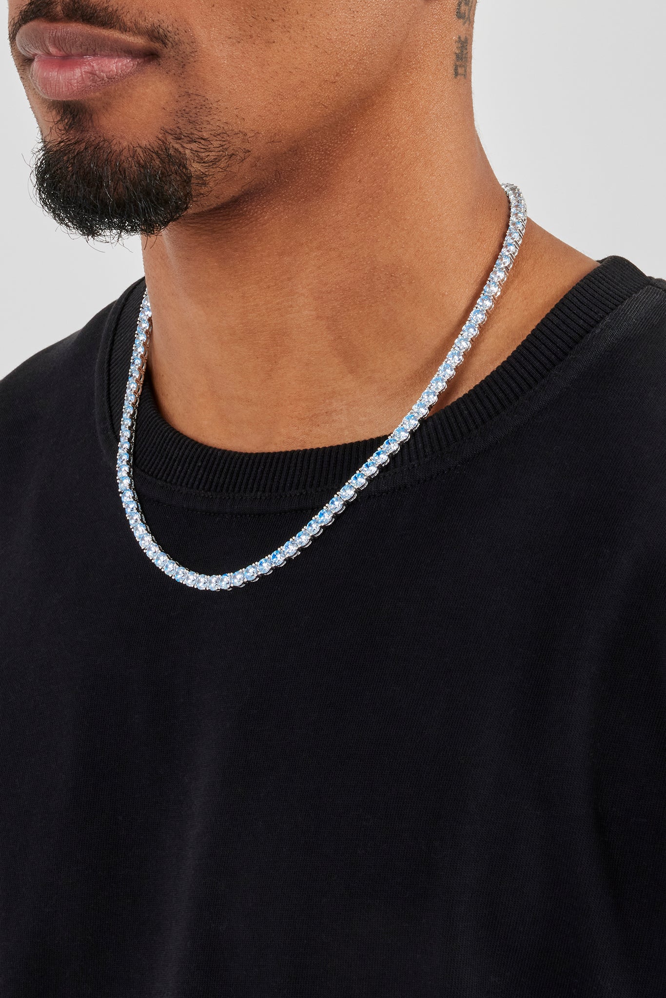 Blue & Clear Stone Tennis Chain - 3mm - Image 3
