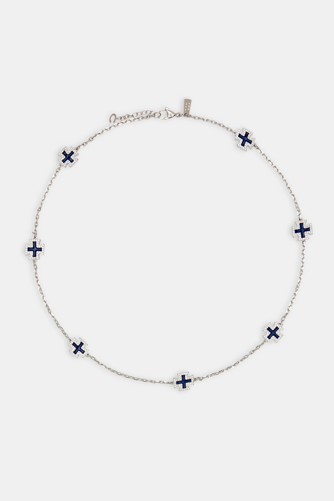 Blue Enamel Cross Motif Chain - 12mm - Image 2