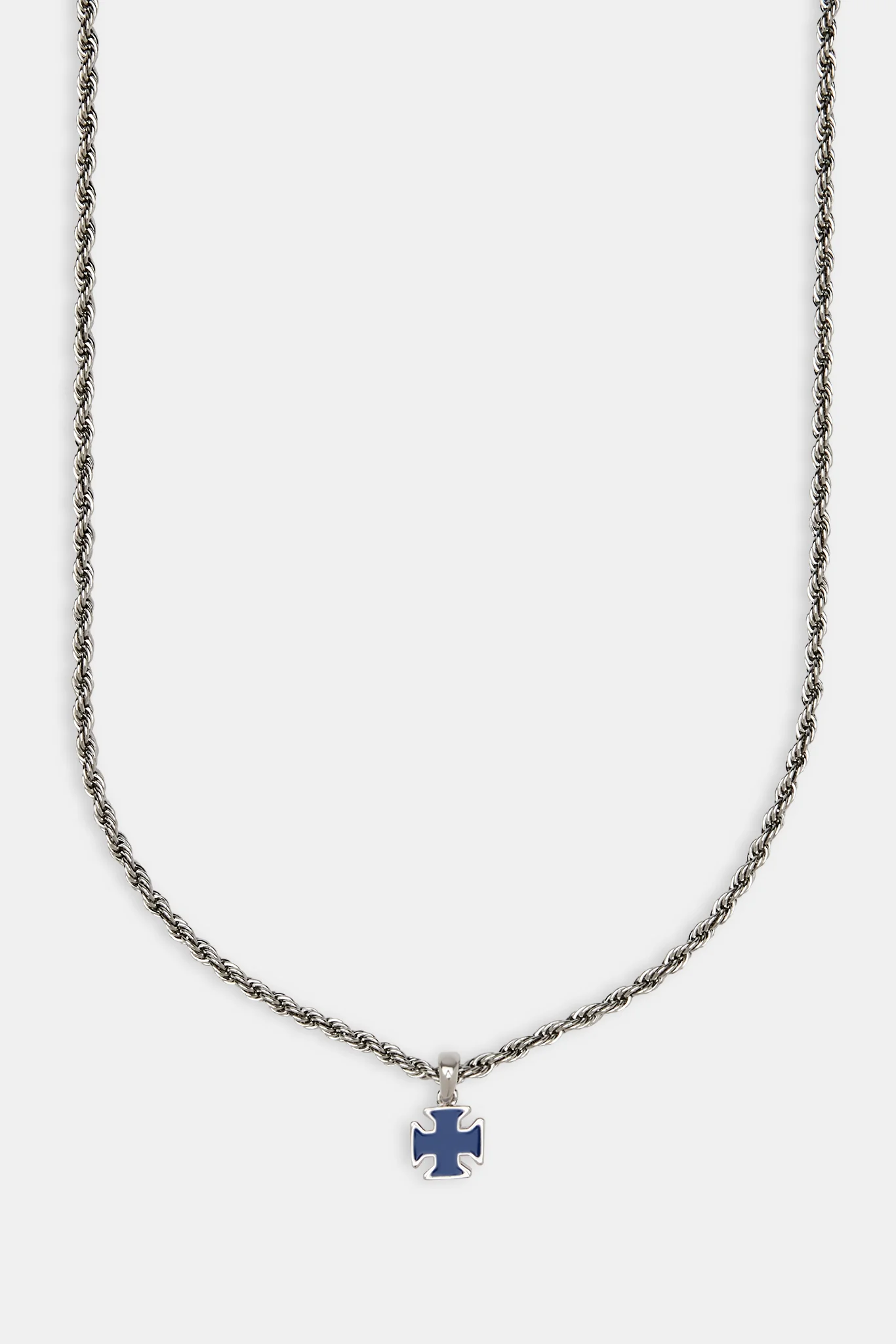 Blue Enamel Cross Motif Necklace - 10mm - Image 2