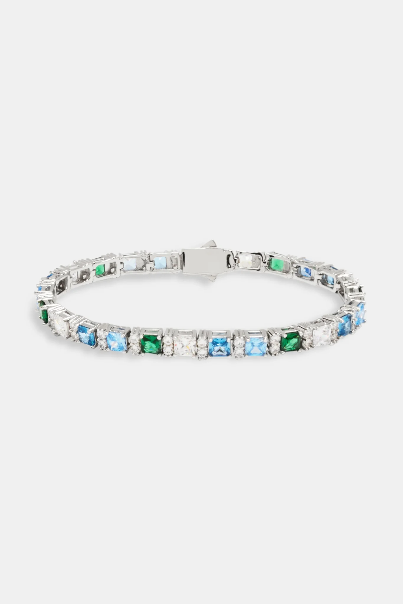 Baguette Tennis Chain & Bracelet Bundle - Blue Green - Image 4