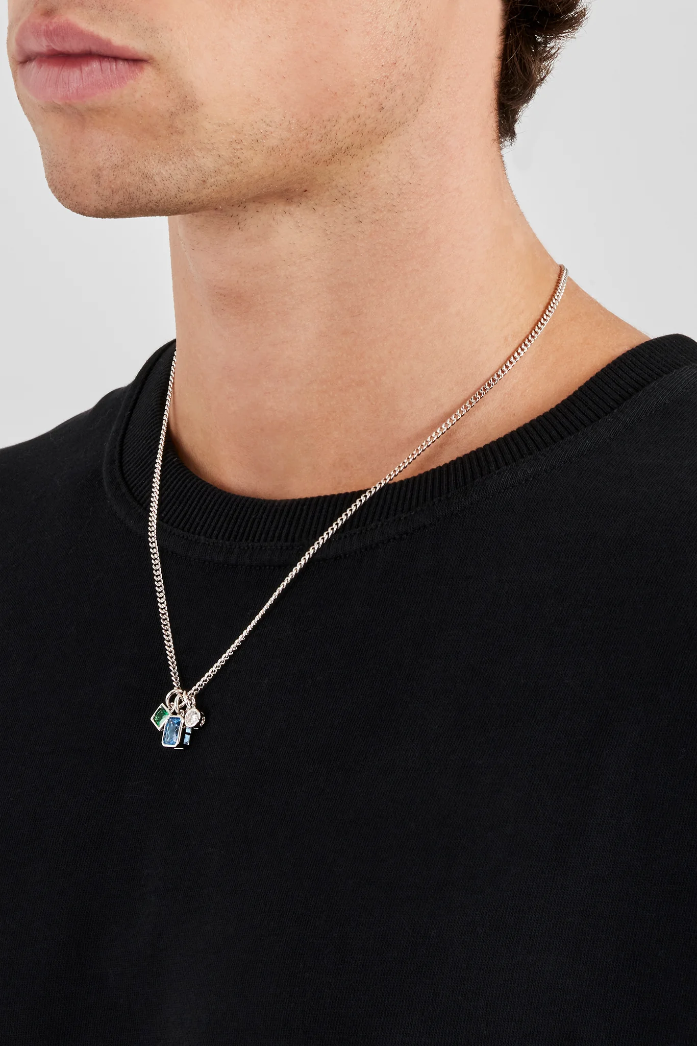 Blue & Green Mixed Gemstone Layered Necklace - 15mm - Image 3