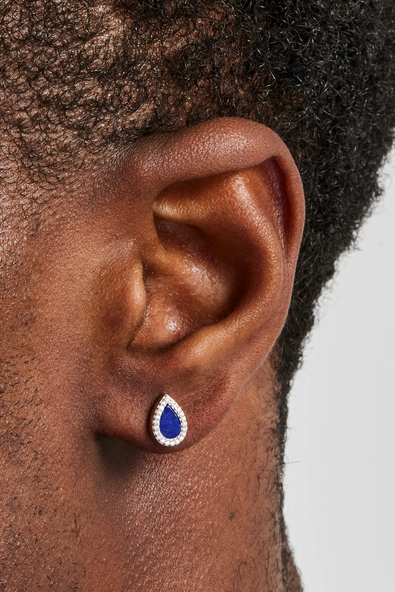 Blue Lapis Pear Stud Earrings - 8mm - Image 2