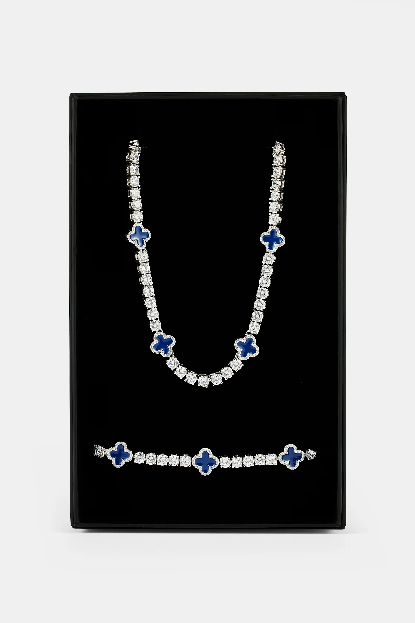 Blue Motif Tennis Chain & Bracelet - 5mm - Image 3