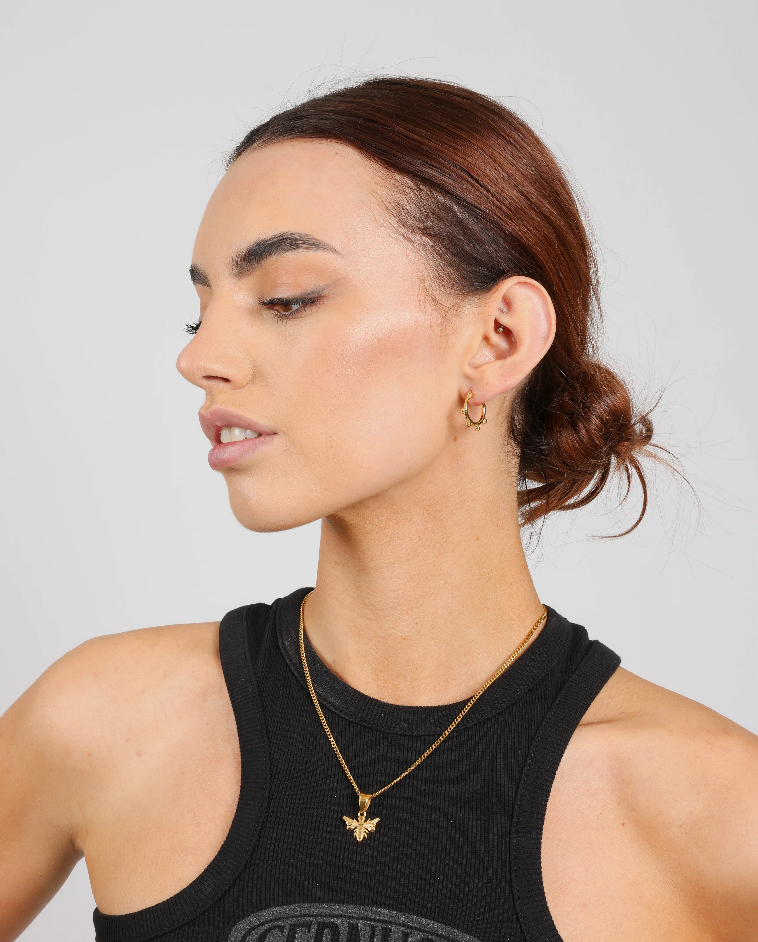Bobble Hoop Earrings - Gold - Image 2