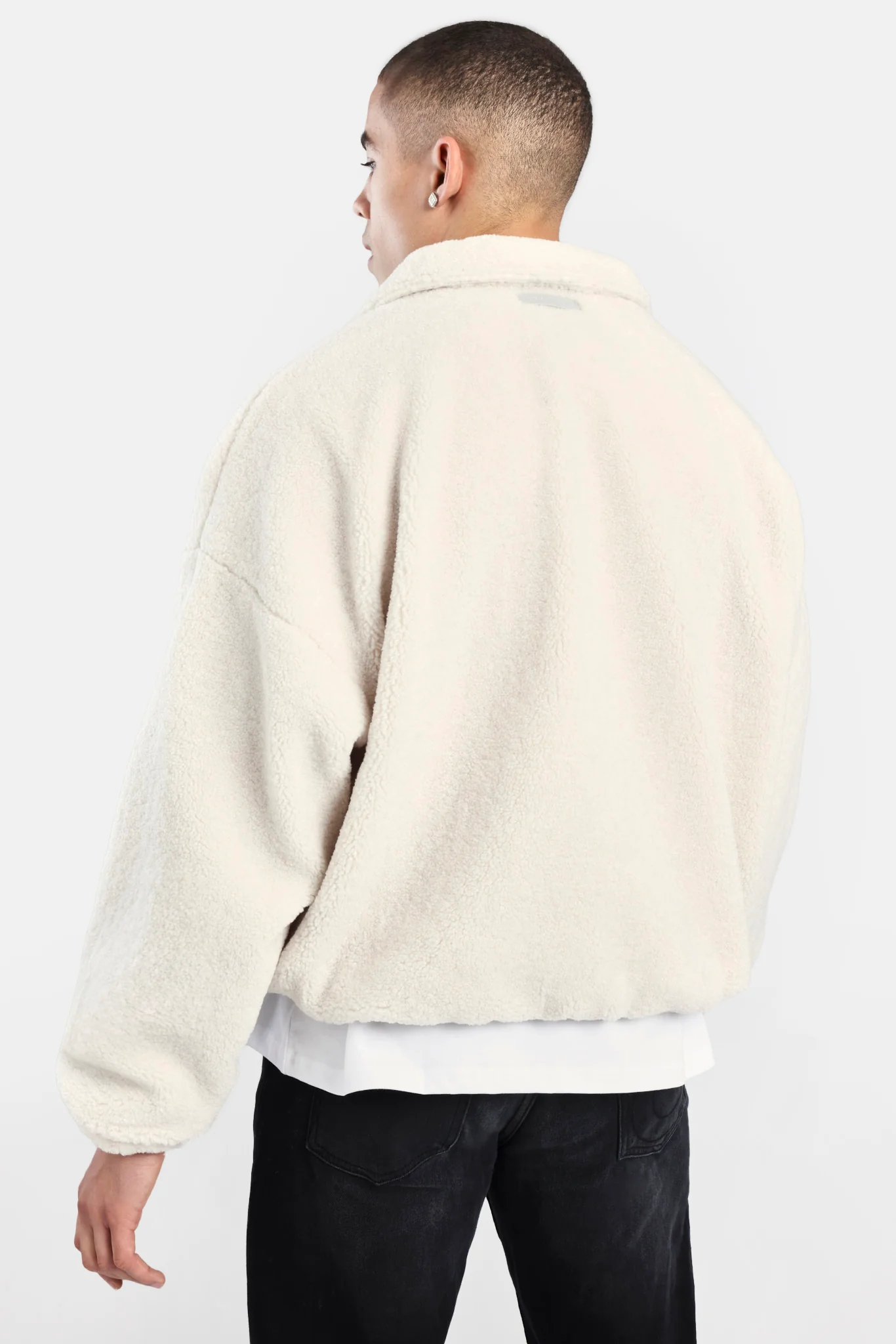 Borg Half Zip Sweatshirt - Off White - Image 2