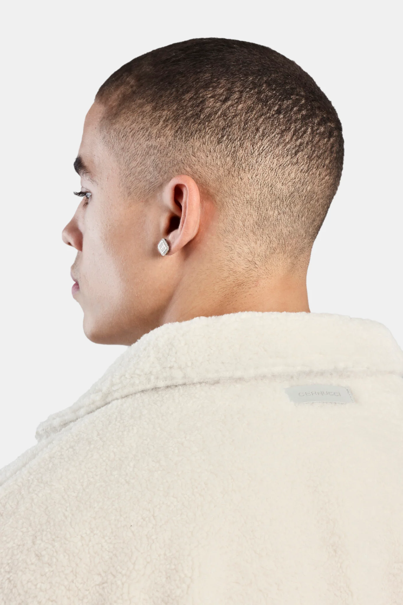 Borg Half Zip Sweatshirt - Off White - Image 6