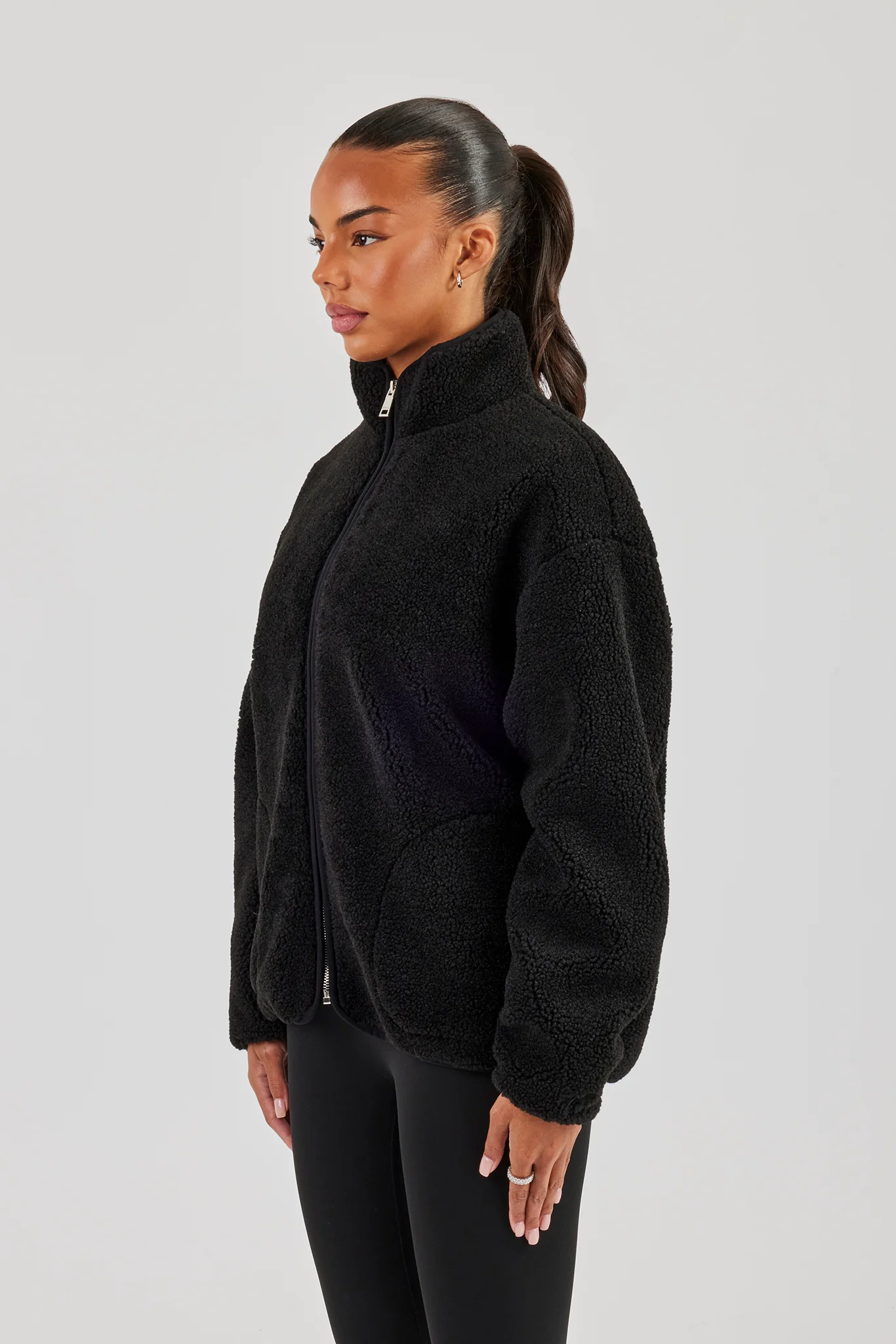 Borg Zip Through Fleece - Black - Image 4