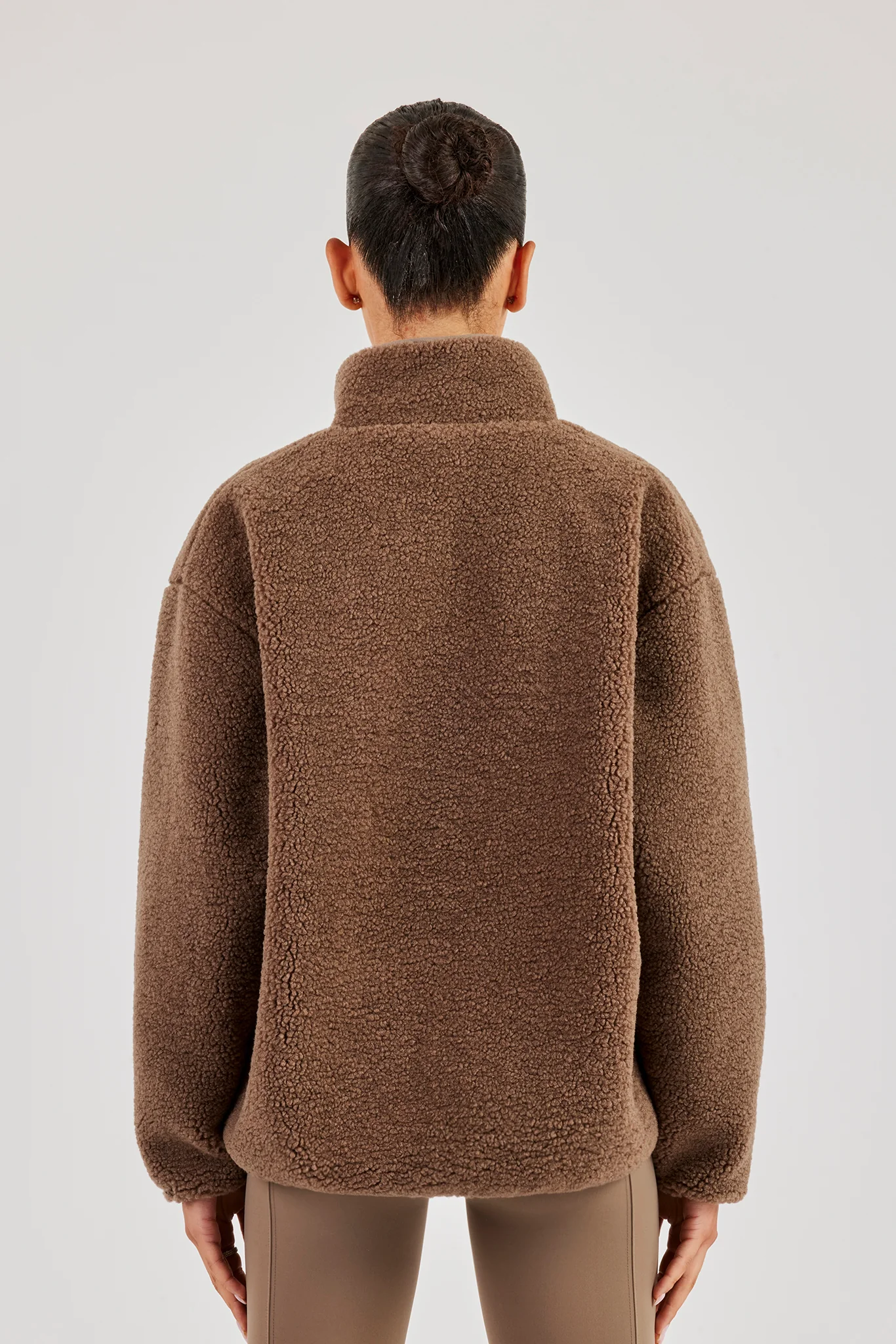 Borg Zip Through Fleece - Brown - Image 3