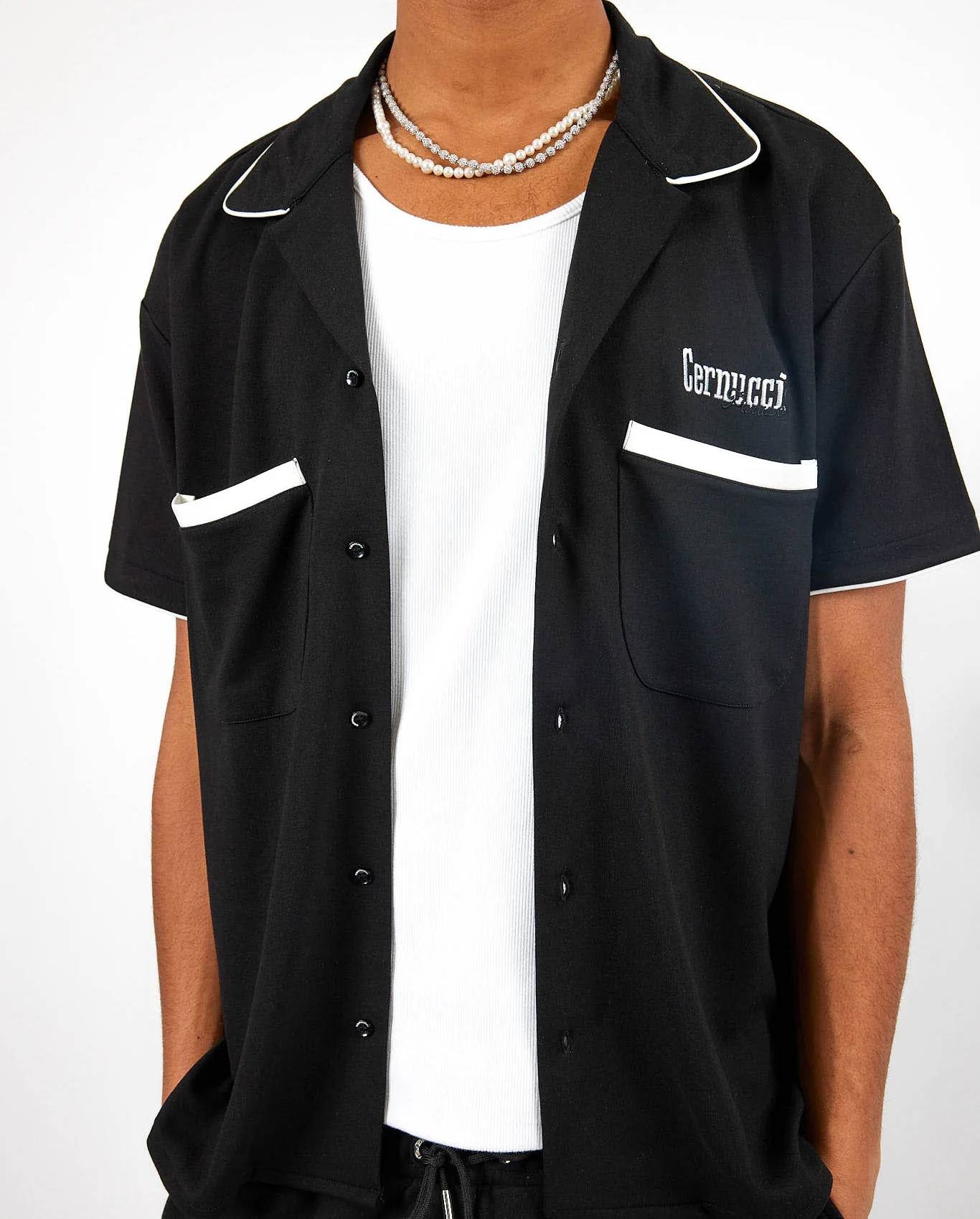 Bowling Shirt With Piping - Black - Image 2