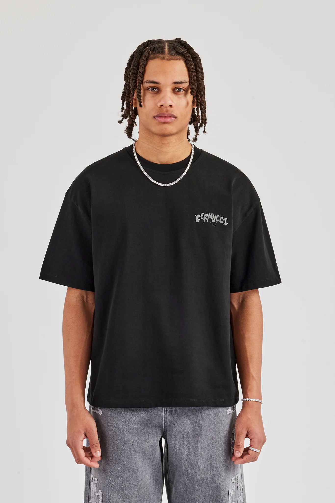 Regular Back Puff Print T-Shirt- Black - Image 2