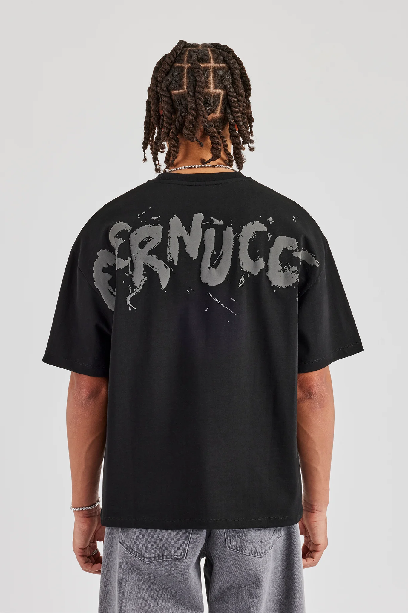 Regular Back Puff Print T-Shirt- Black - Image 4