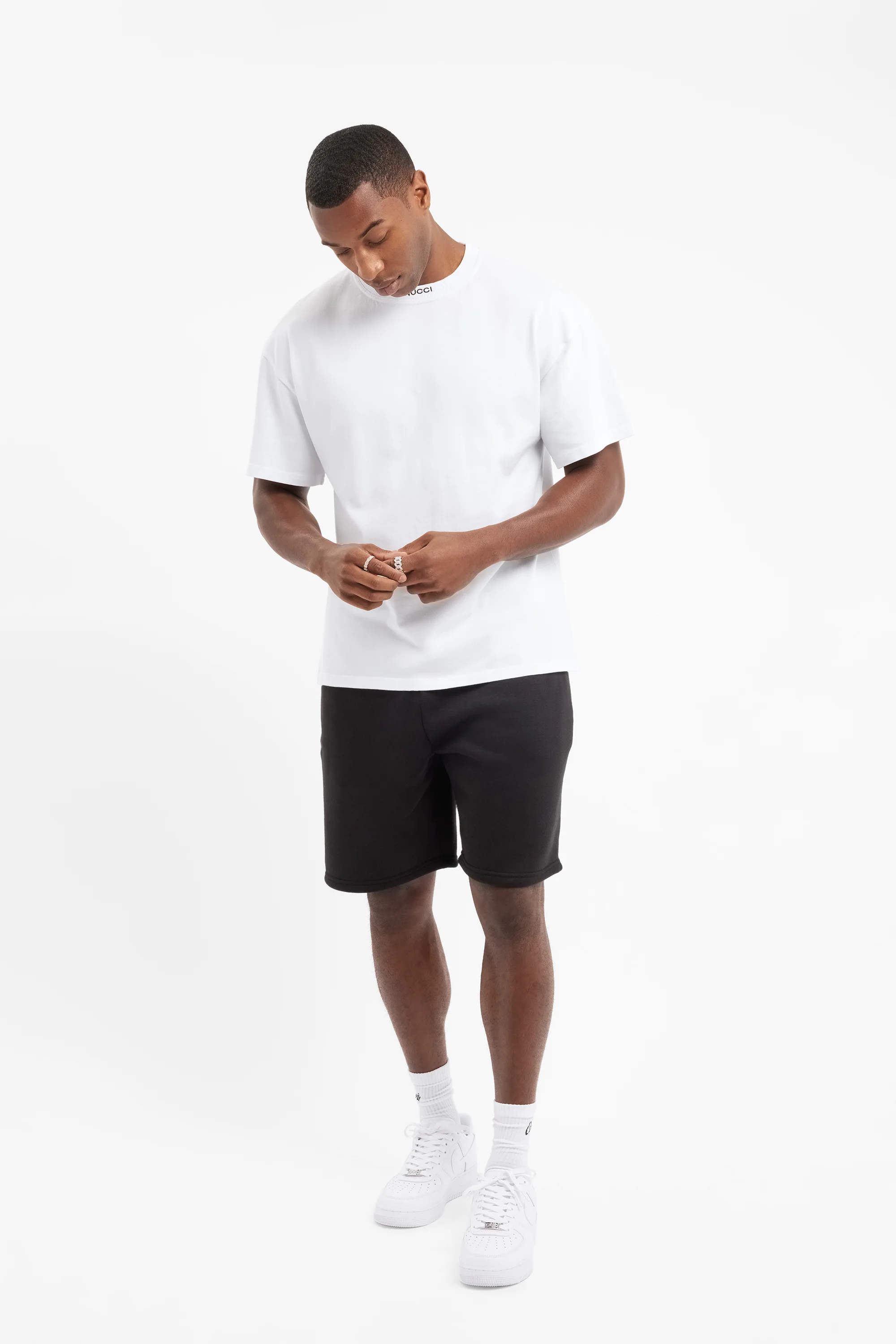 Boxy Cernucci Neckline T-Shirt - White - Image 2