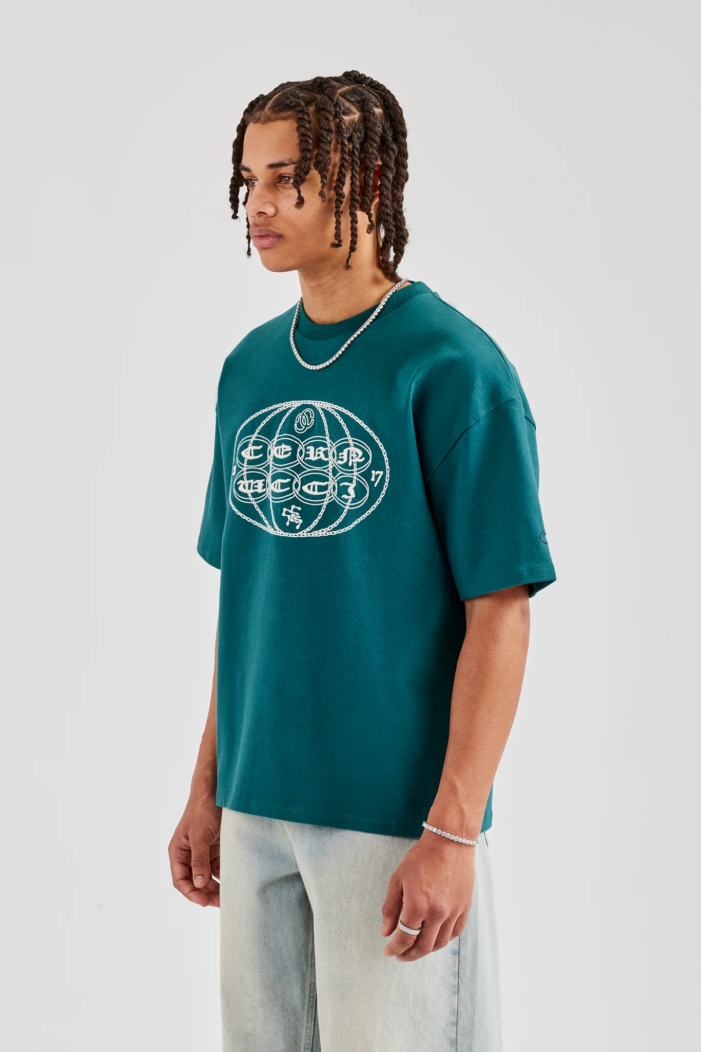 Boxy Fit CC Chain T-Shirt - Green - Image 2