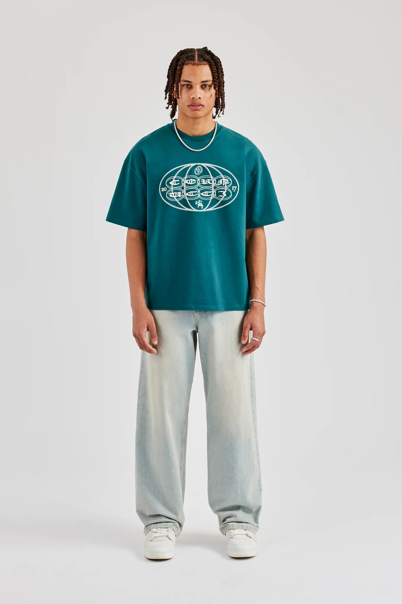 Boxy Fit CC Chain T-Shirt - Green - Image 5