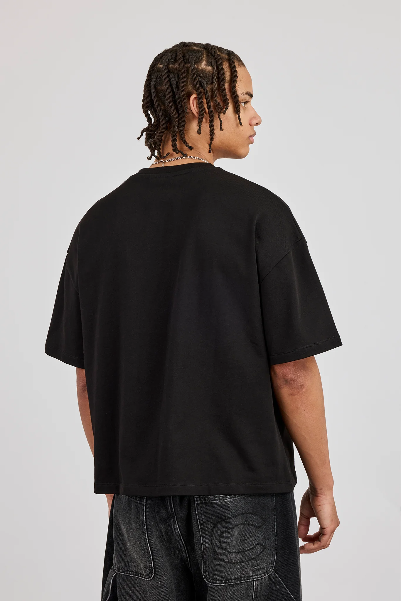Boxy Palm Embroidered T-Shirt - Black - Image 3