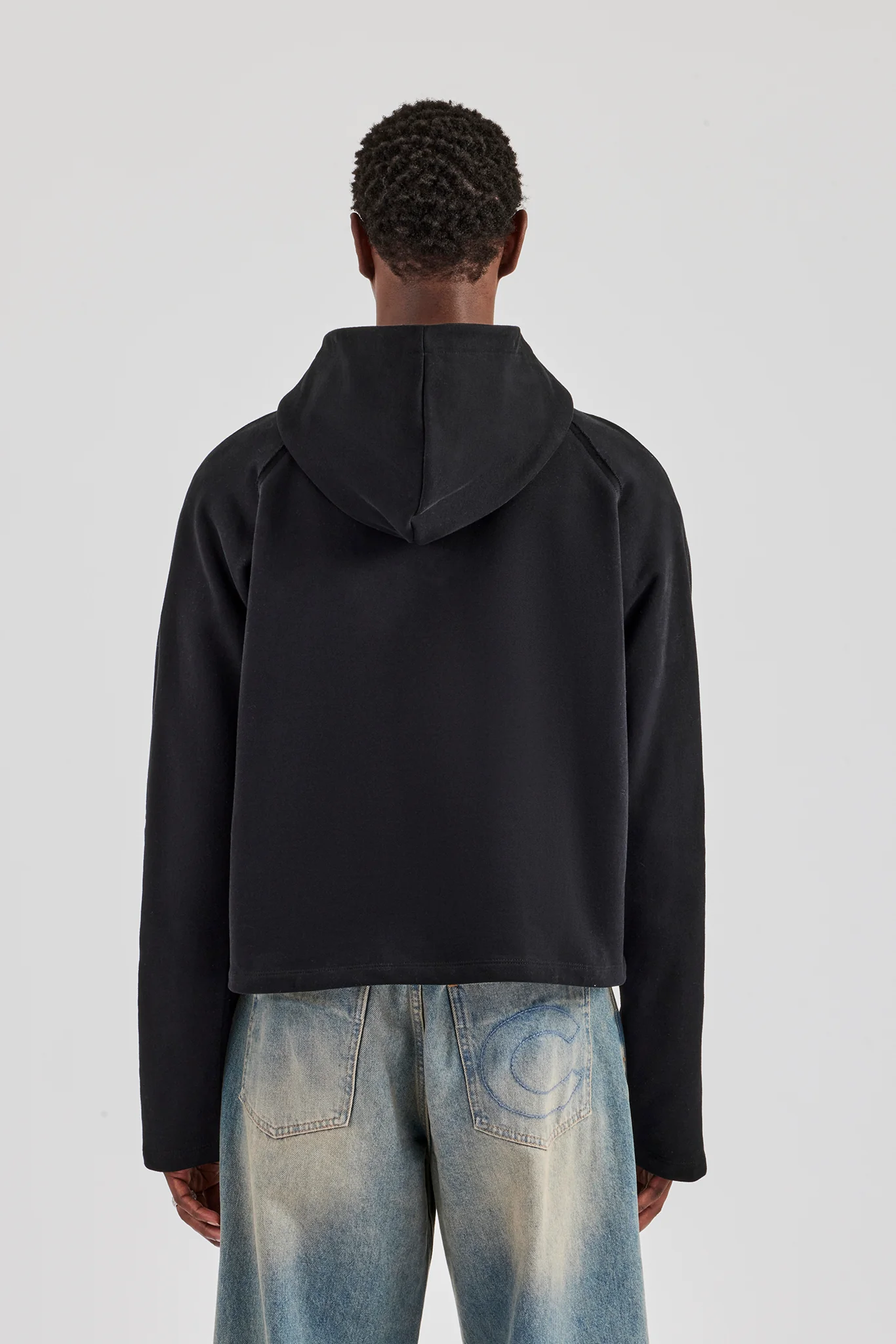 Boxy Raglan Embroidered Zip Through - Black - Image 6
