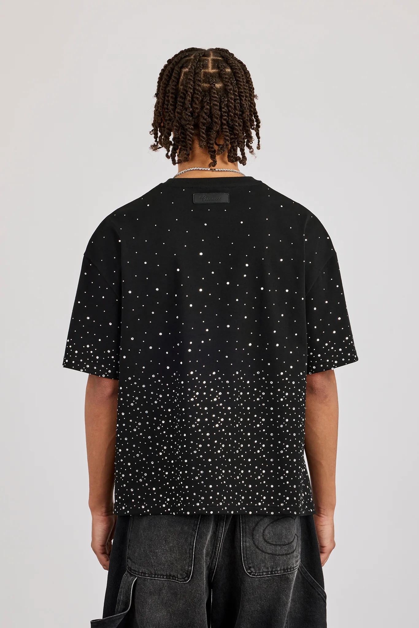Boxy Rhinestone T-Shirt - Black - Image 4