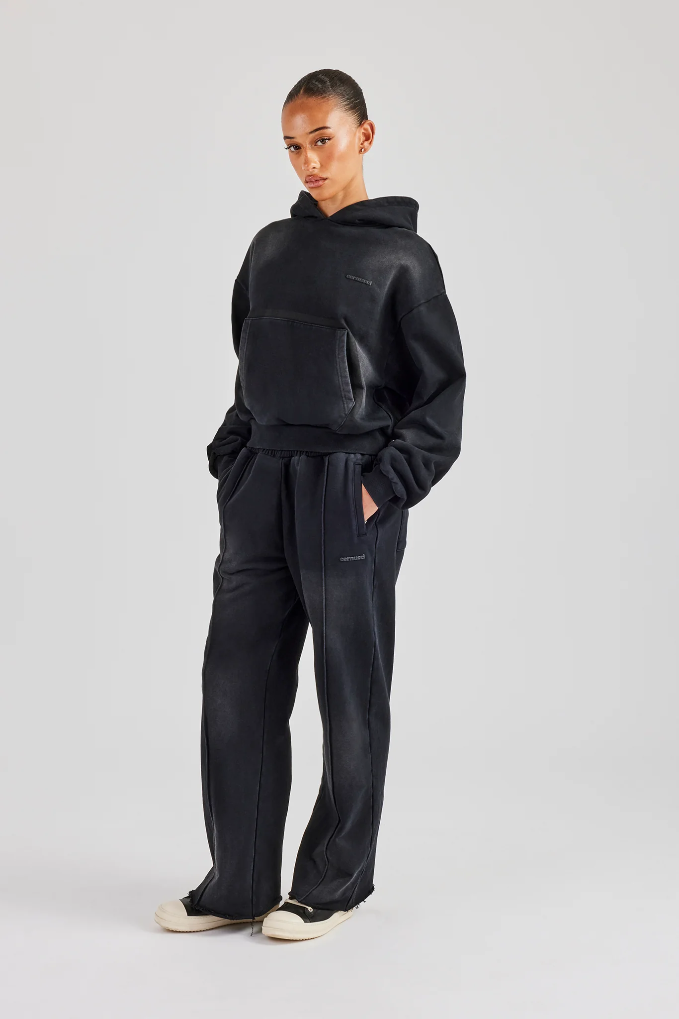 Boxy Shadow Pocket Tracksuit- Washed Black - Image 4