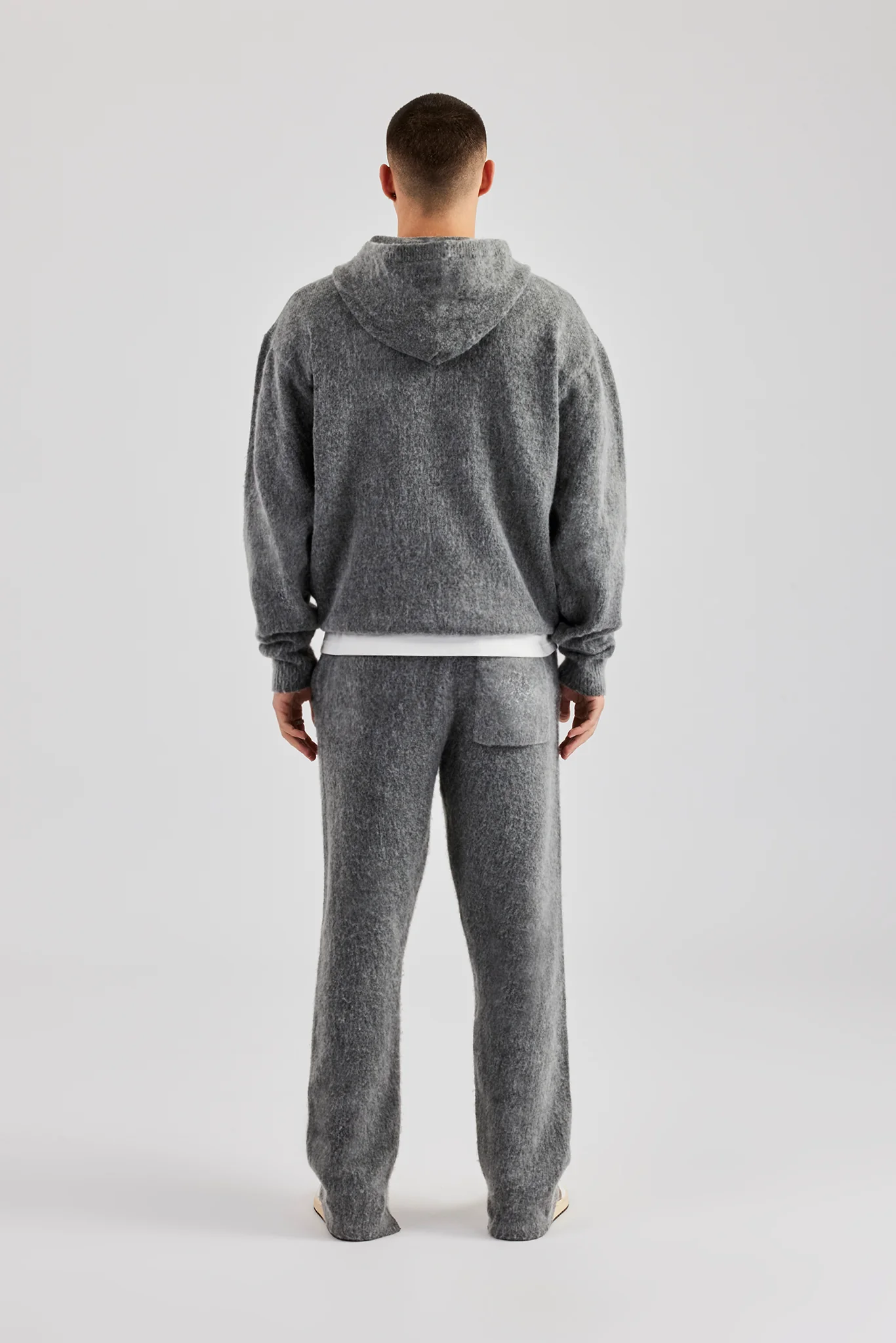 Brushed Knit Oversized Knitted Tracksuit - Charcoal - Image 5