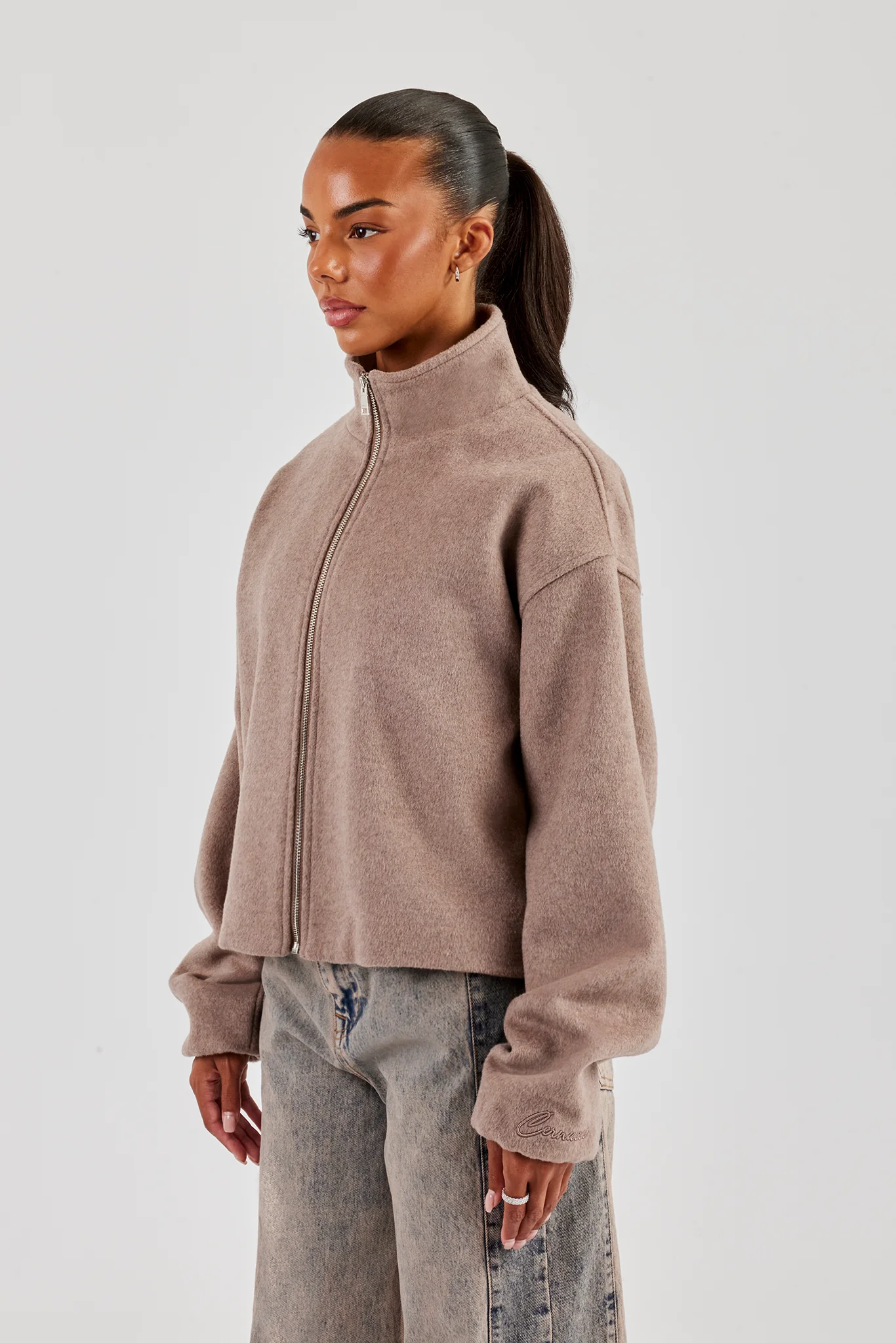 Brushed Wool Jacket - Taupe - Image 2