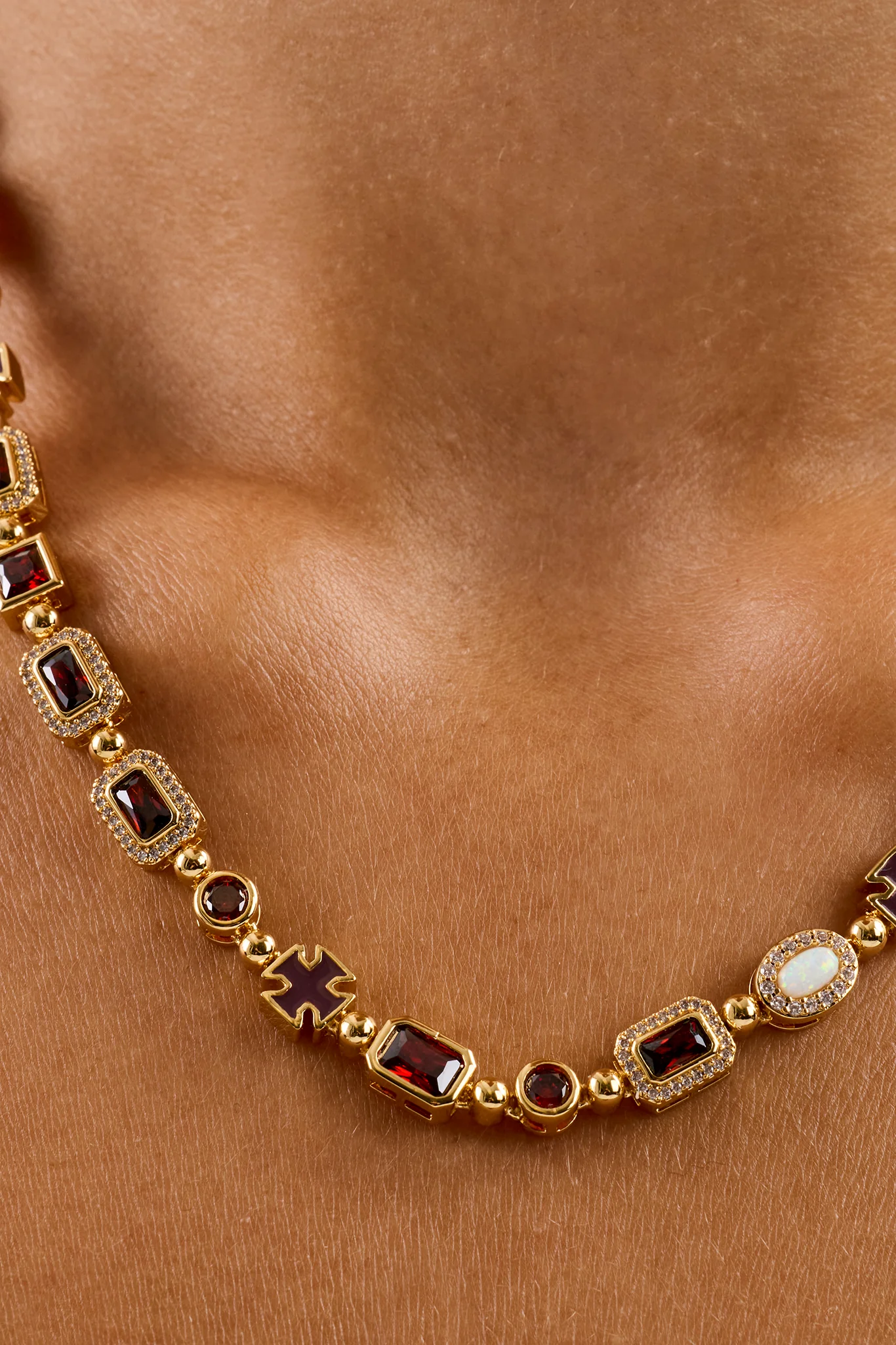 Burgundy Multi Gemstone Chain - 6mm - Image 3