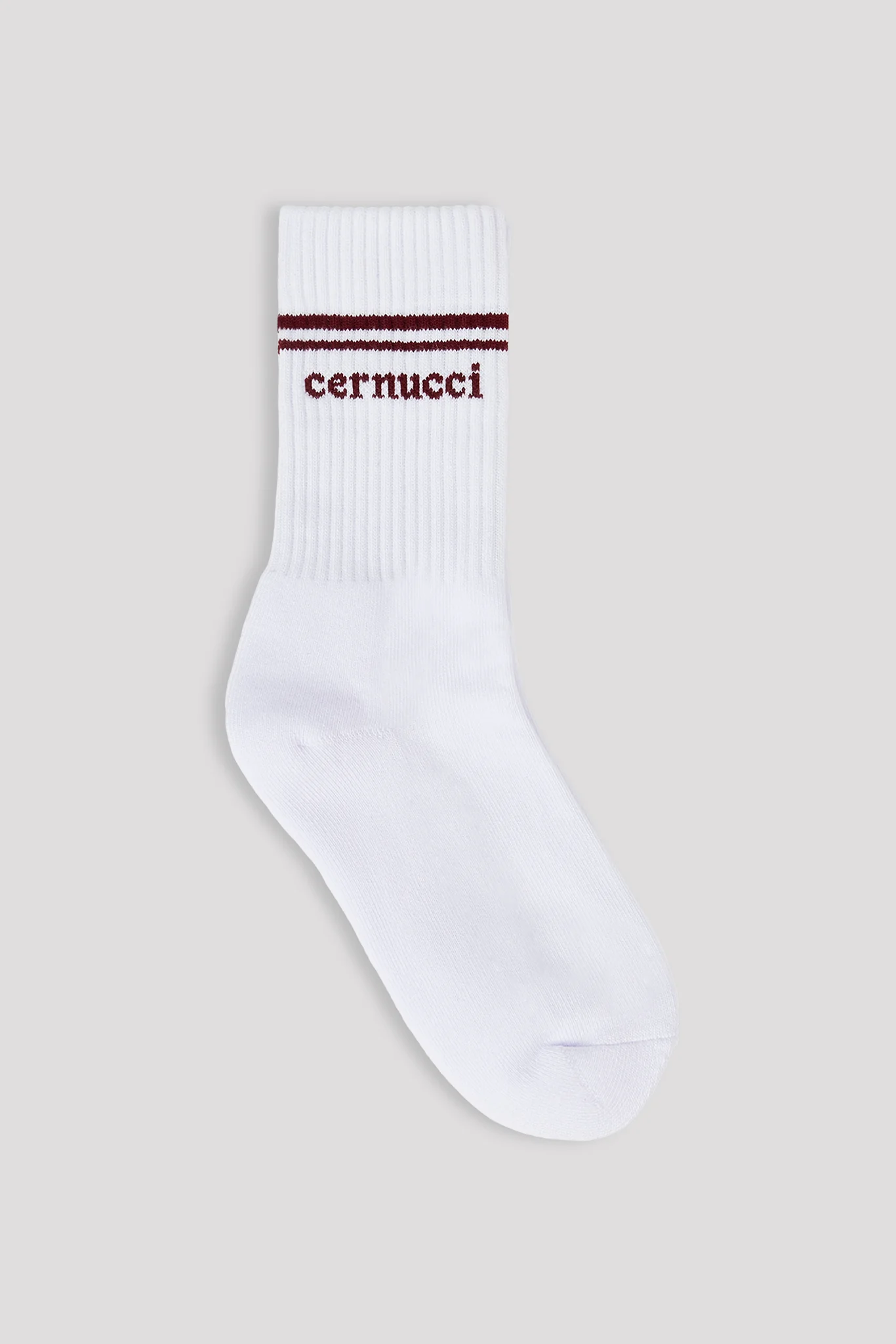 Burgundy Stripe Varsity Socks - White