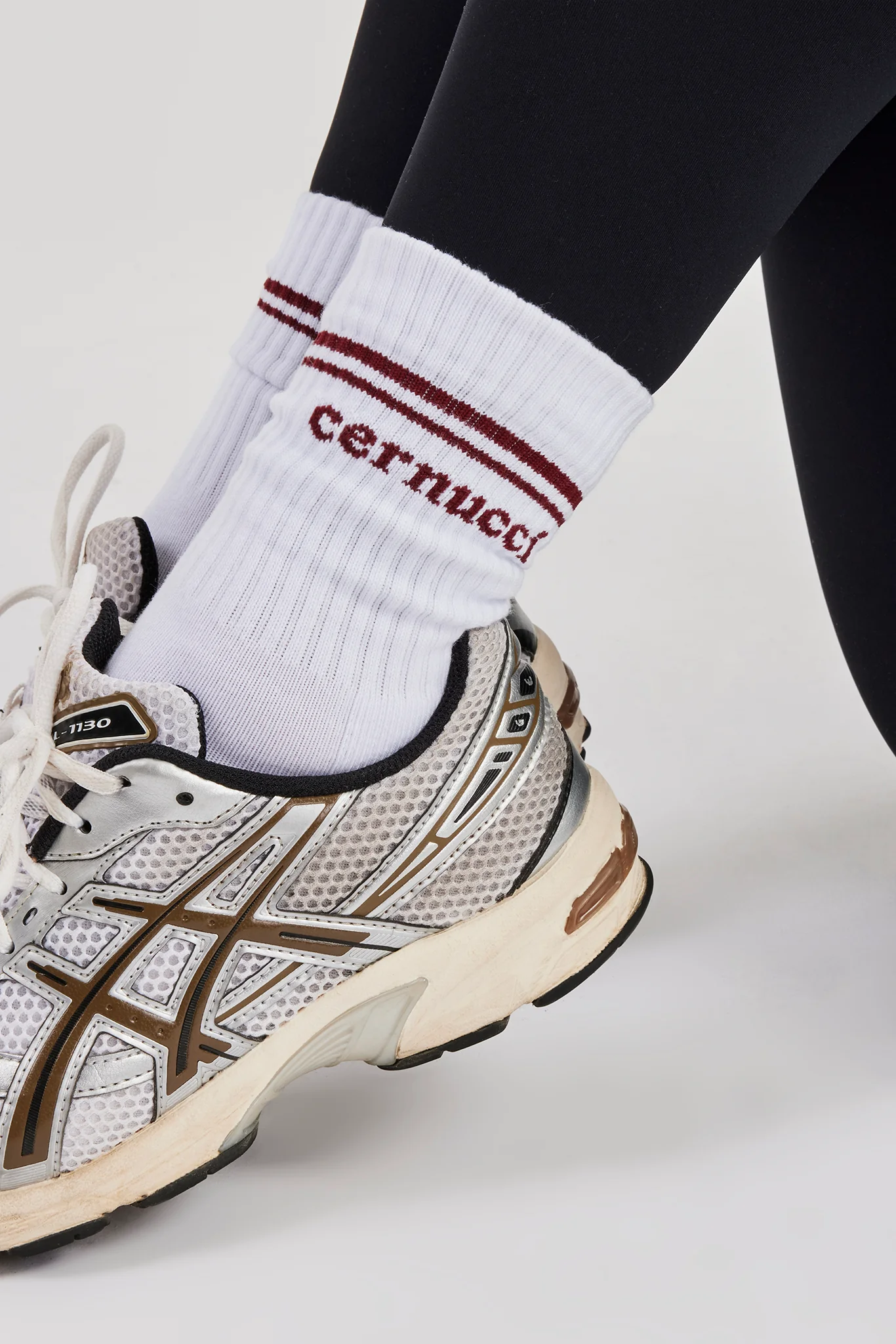 Burgundy Stripe Varsity Socks - White - Image 2