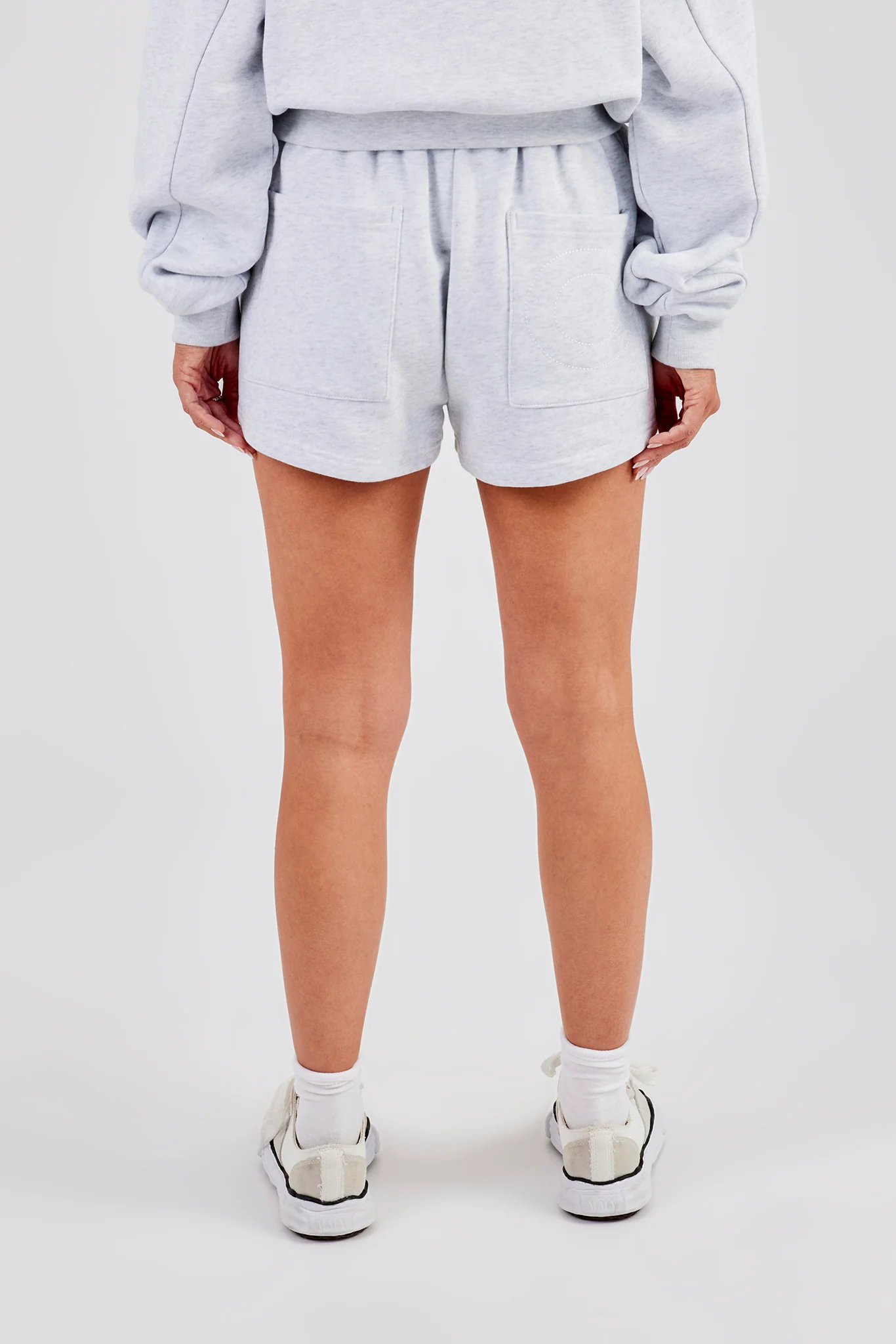 Button Detail Jersey Short - Heather Grey - Image 4
