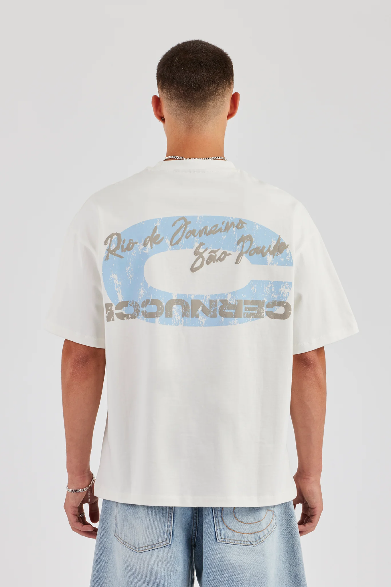 C Back Print Oversized T-Shirt - Off White