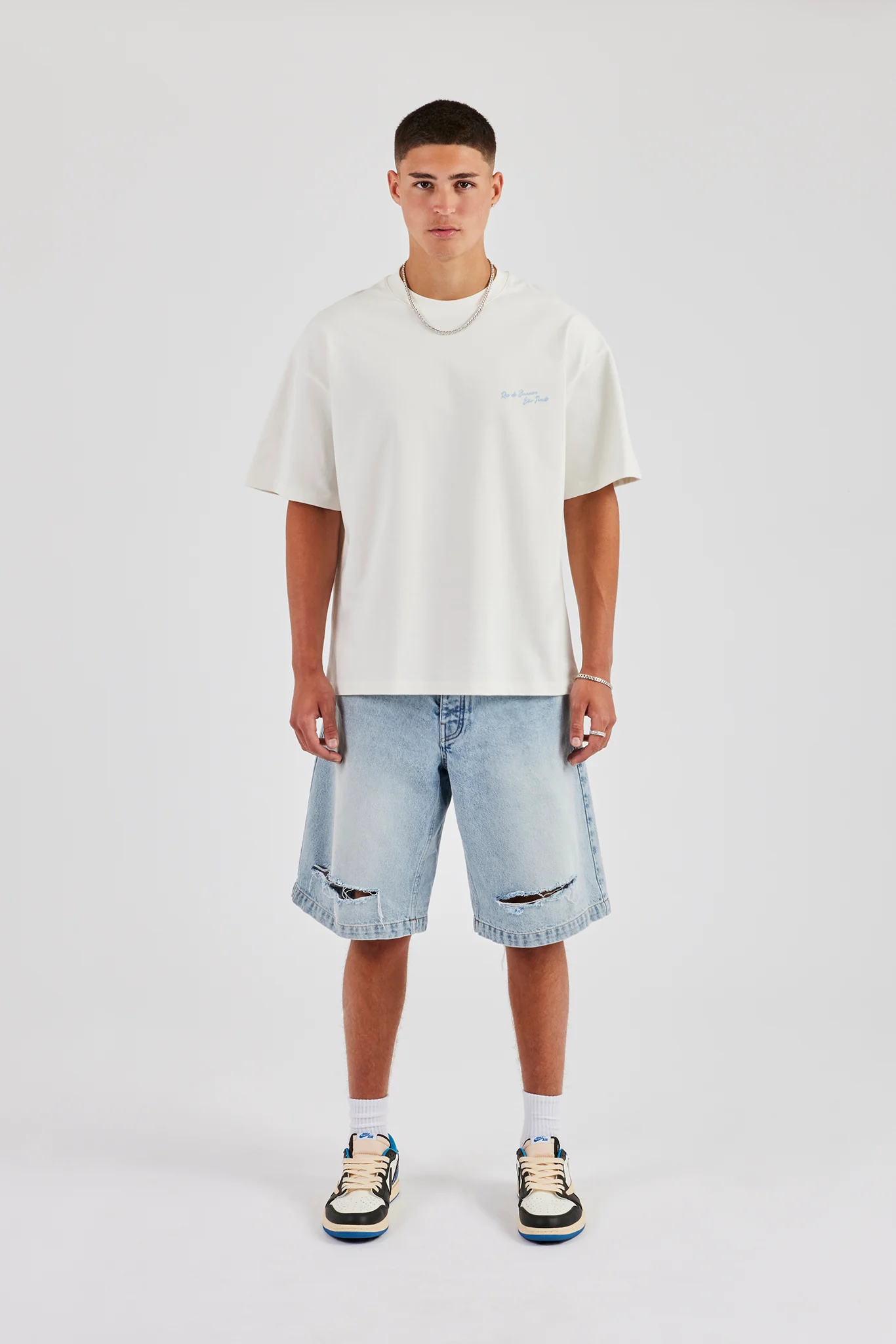 C Back Print Oversized T-Shirt - Off White - Image 5