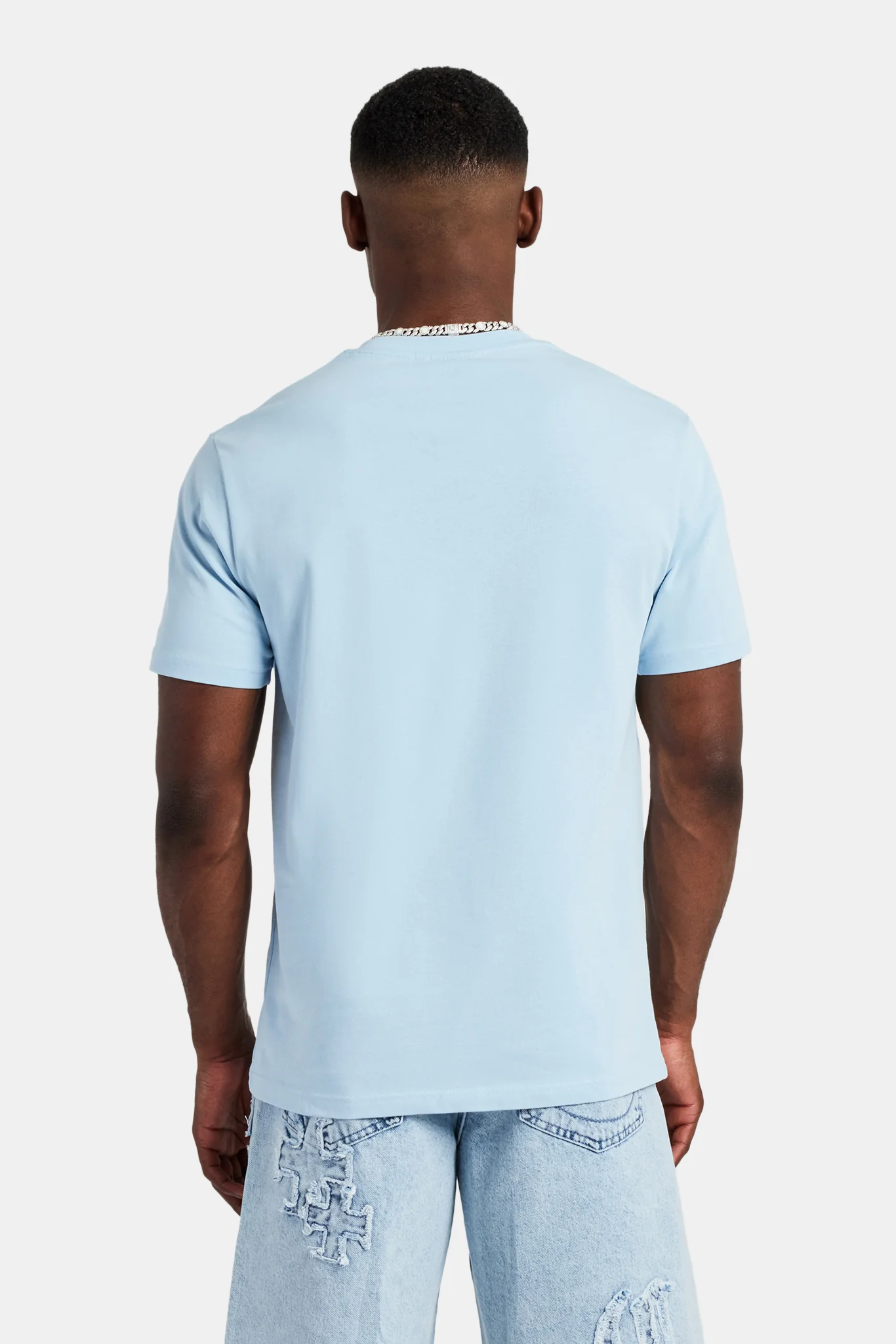 C Embroidered T-Shirt - Light Blue - Image 4