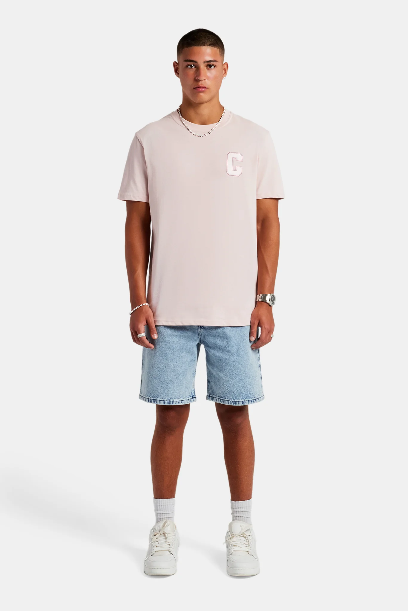 C Embroidered T-Shirt - Light Pink - Image 4