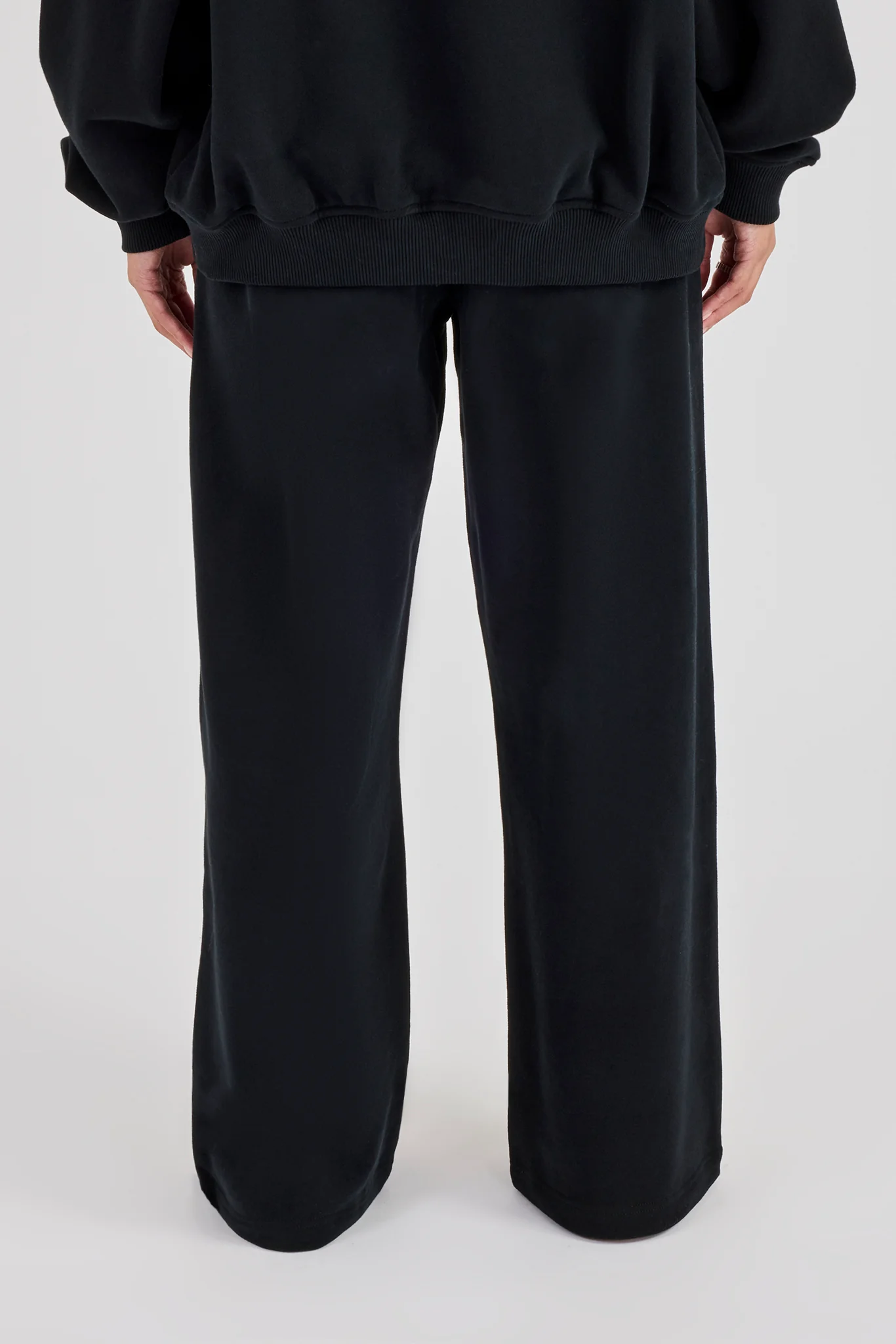 C Embroidered Wide Leg Jogger - Black - Image 3