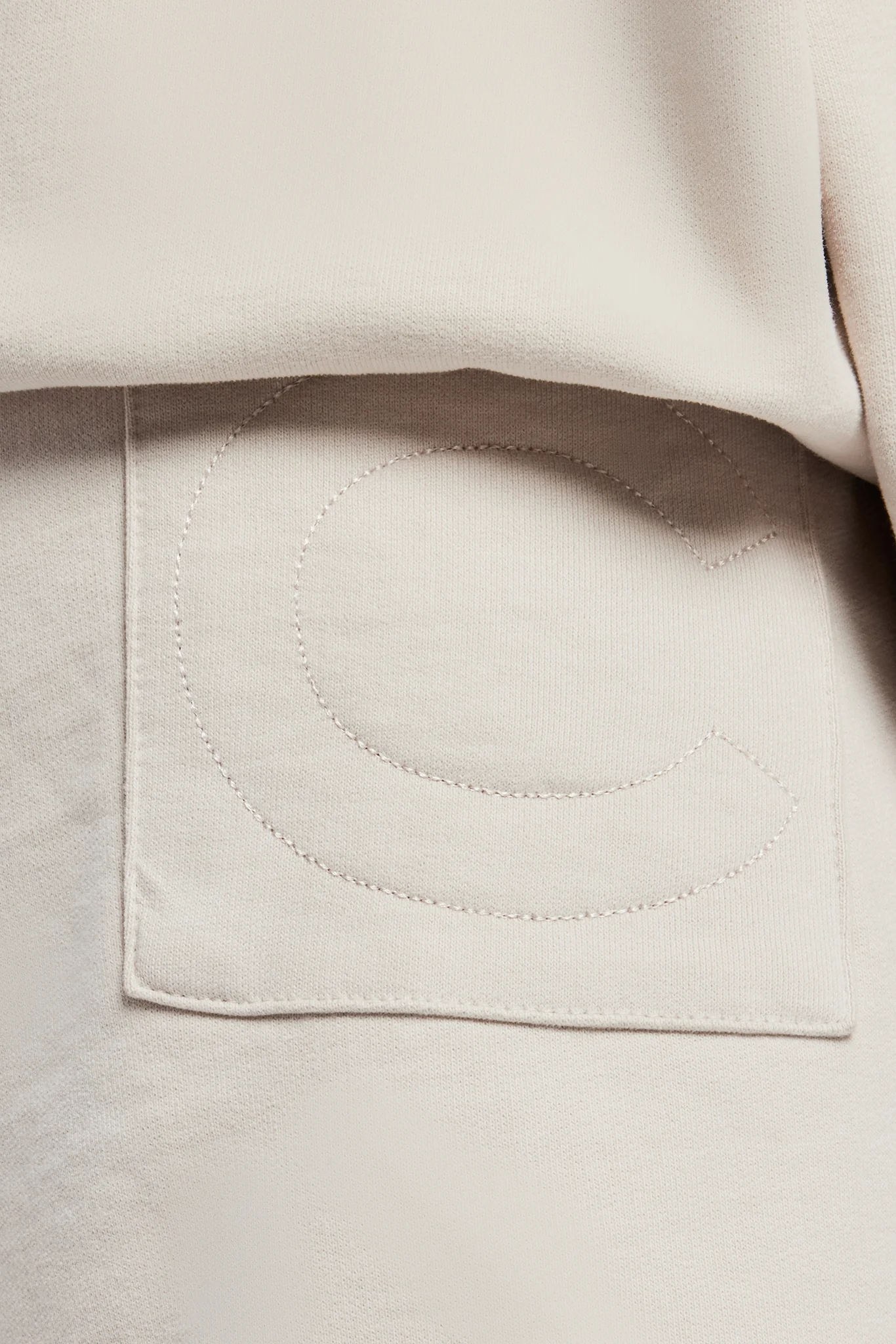 C Embroidered Zip Through Hoodie & Short Set - Stone - Image 5