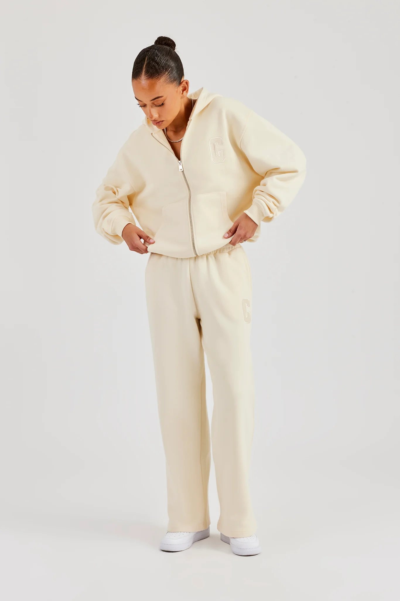 C Embroidered Zip Through Tracksuit - Butter Yellow - Image 2