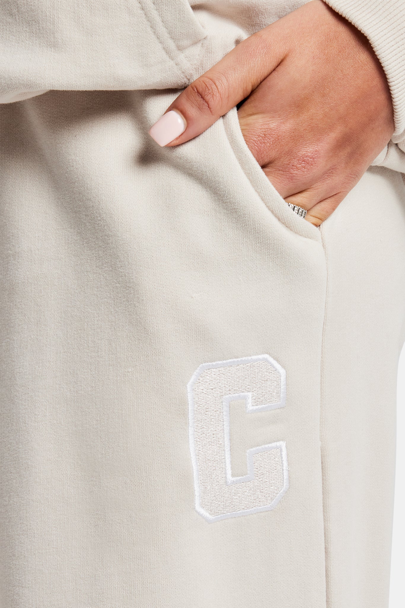 C Embroidered Zip Through Tracksuit - Stone - Image 6
