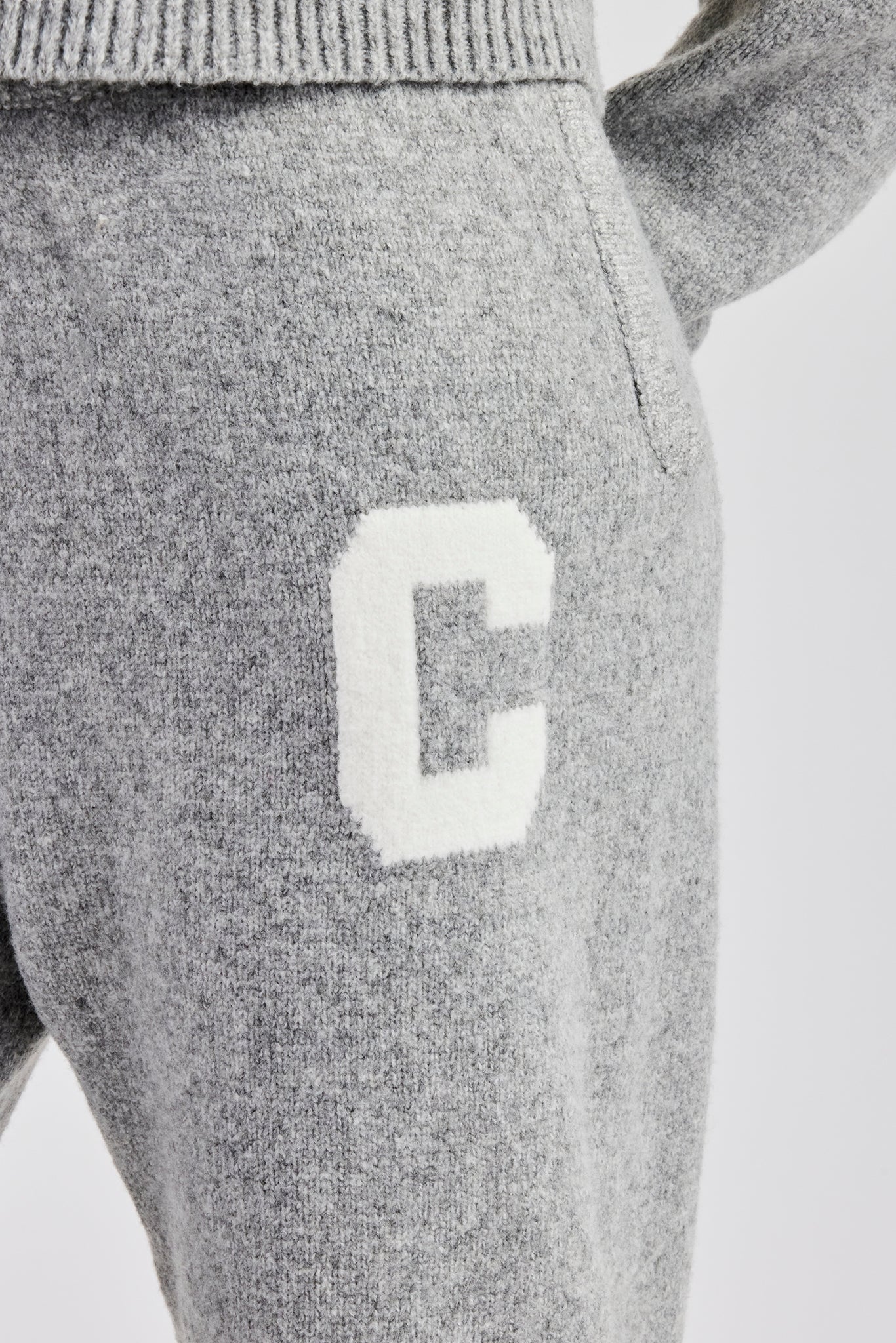 C Knitted Boxy Sweatshirt & Jogger - Grey - Image 2