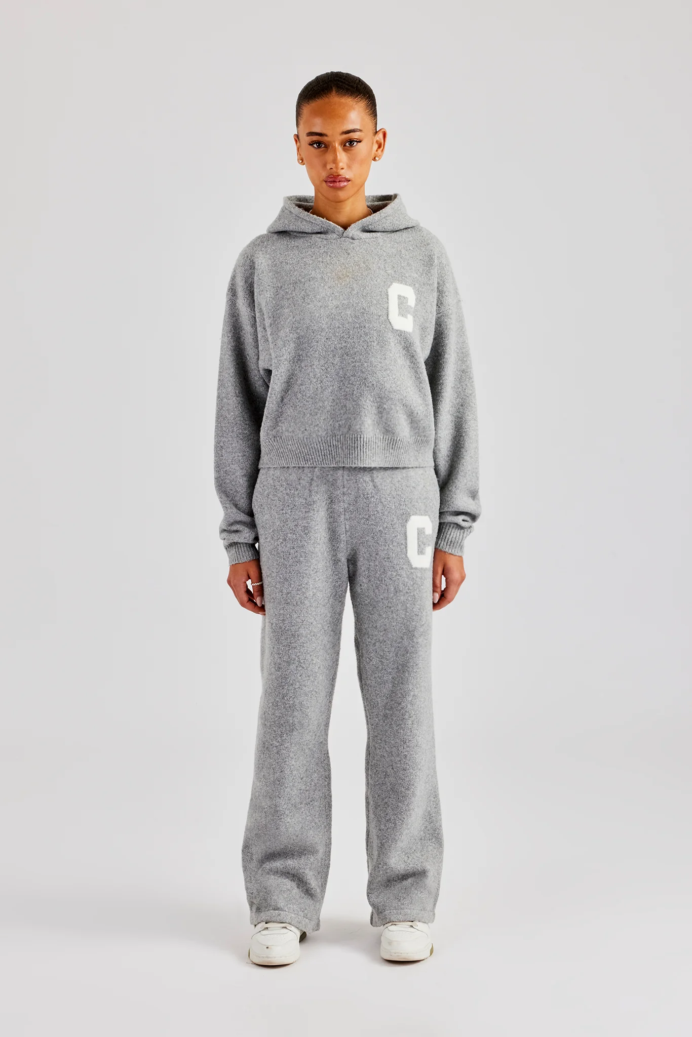 C Knitted Hoodie - Grey - Image 3