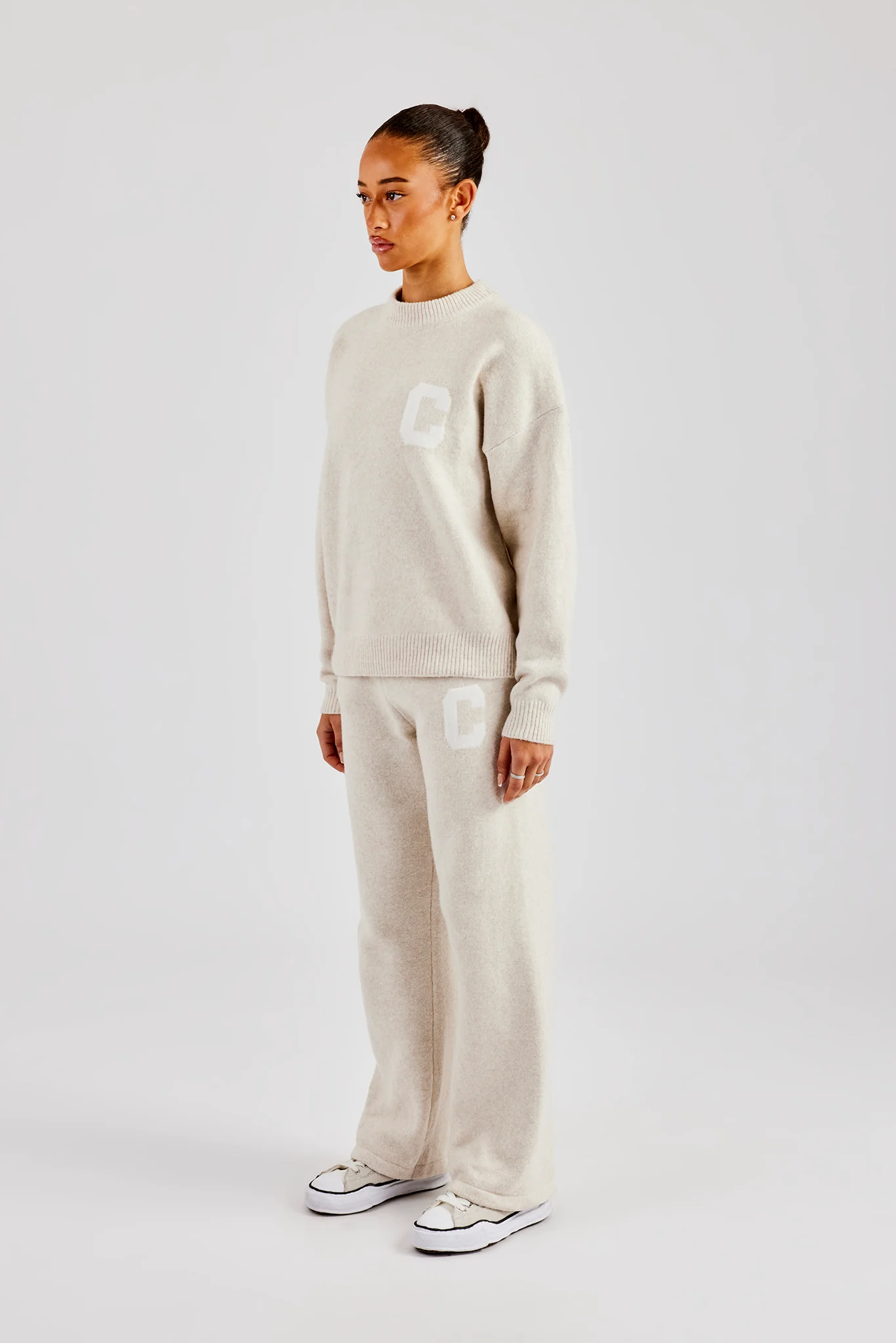 C Knitted Sweatshirt & Jogger - Oatmeal - Image 4