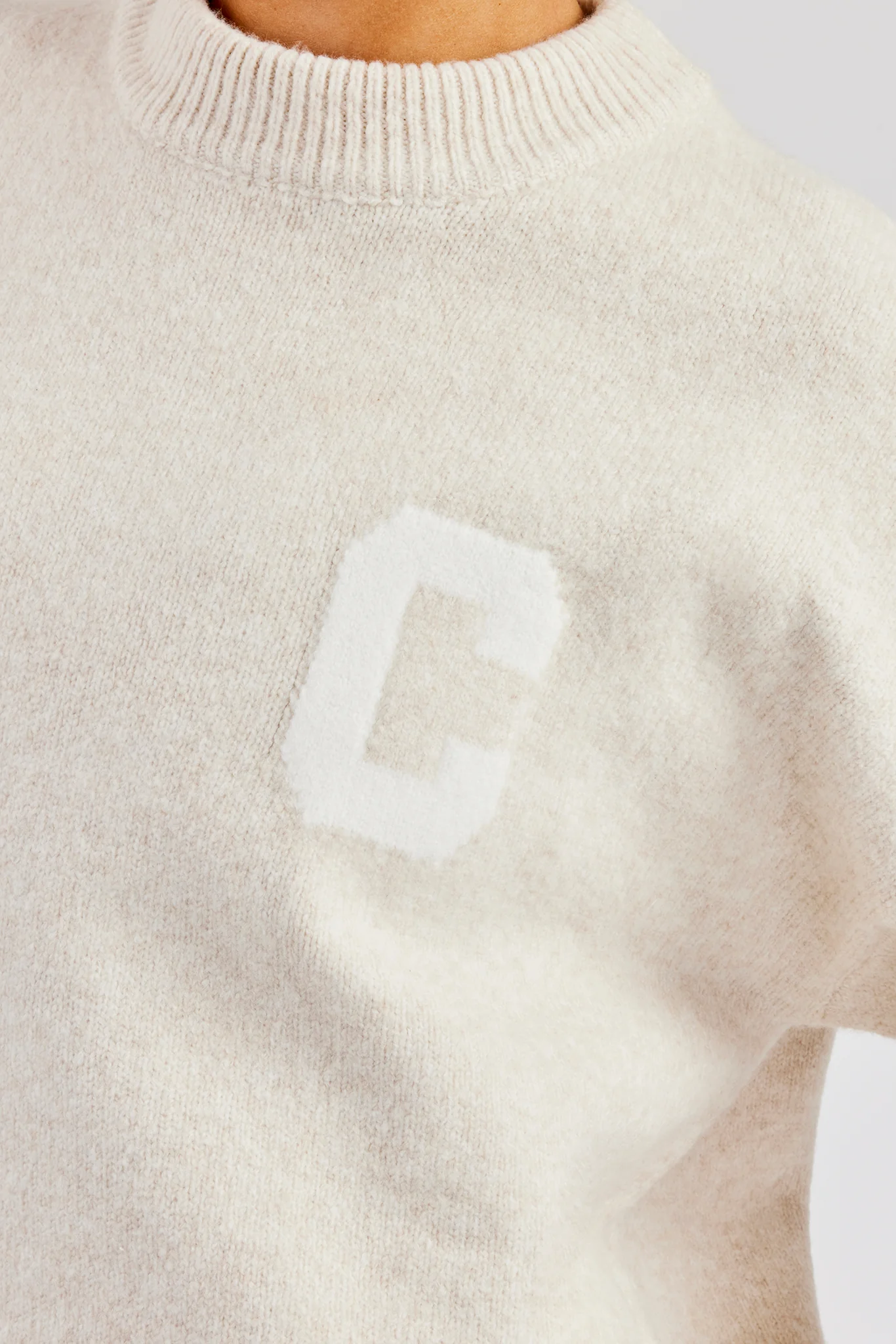 C Knitted Sweatshirt - Oatmeal - Image 2