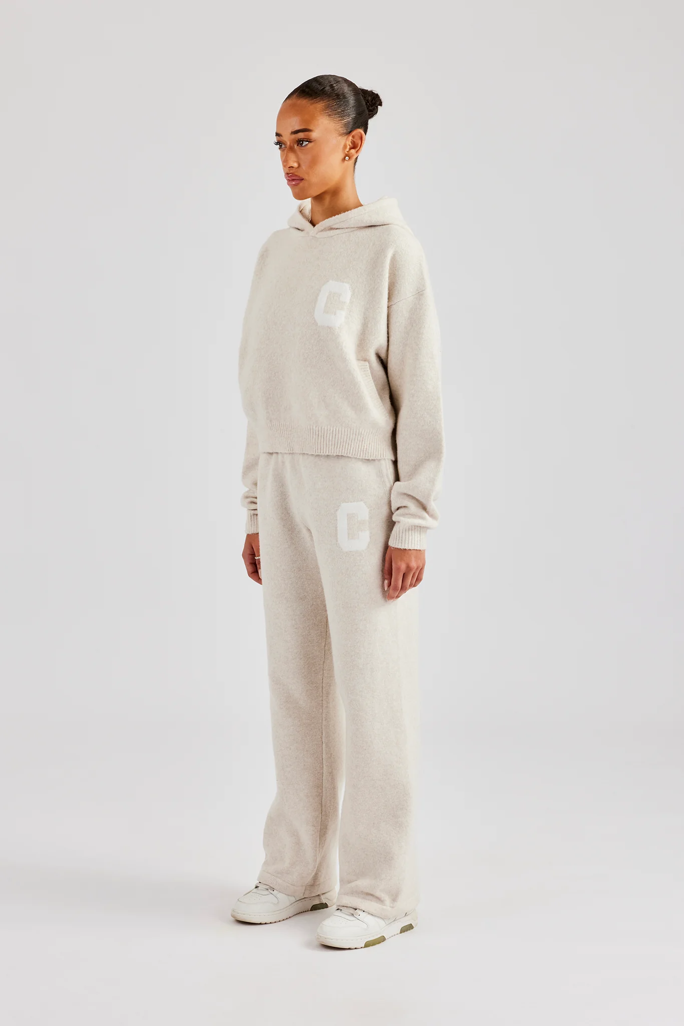 C Knitted Hooded Tracksuit - Oatmeal - Image 3