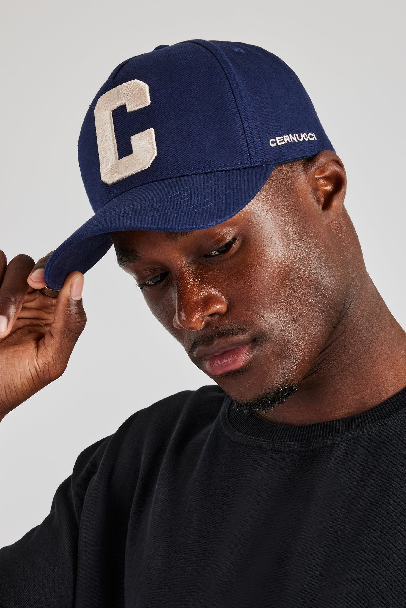 C Off White Embroidered Hat - Navy - Image 3