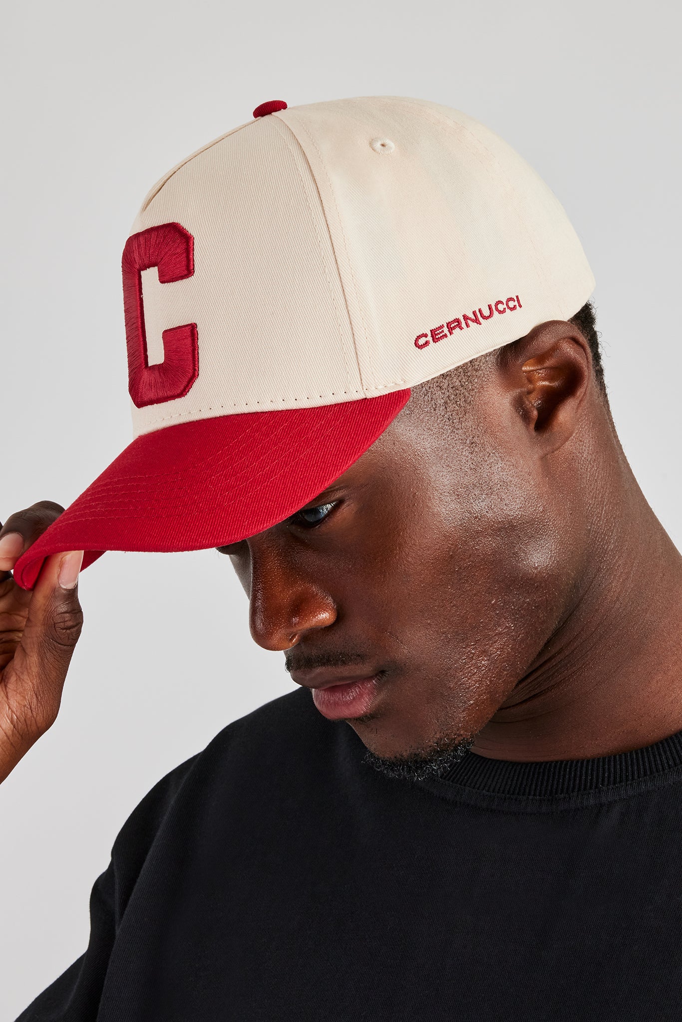 C Red Embroidered Hat - Off White - Image 4