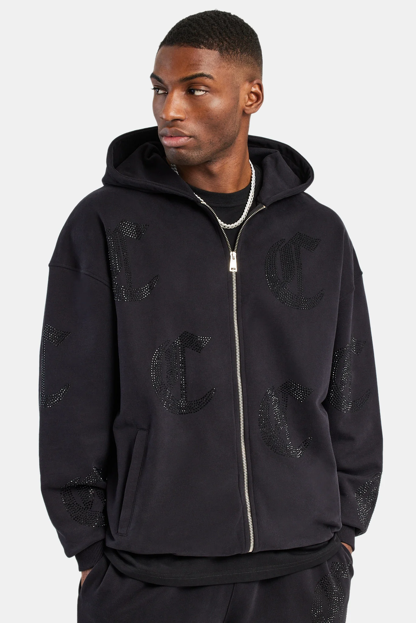 C Repeat Rhinestone Tracksuit - Black - Image 4