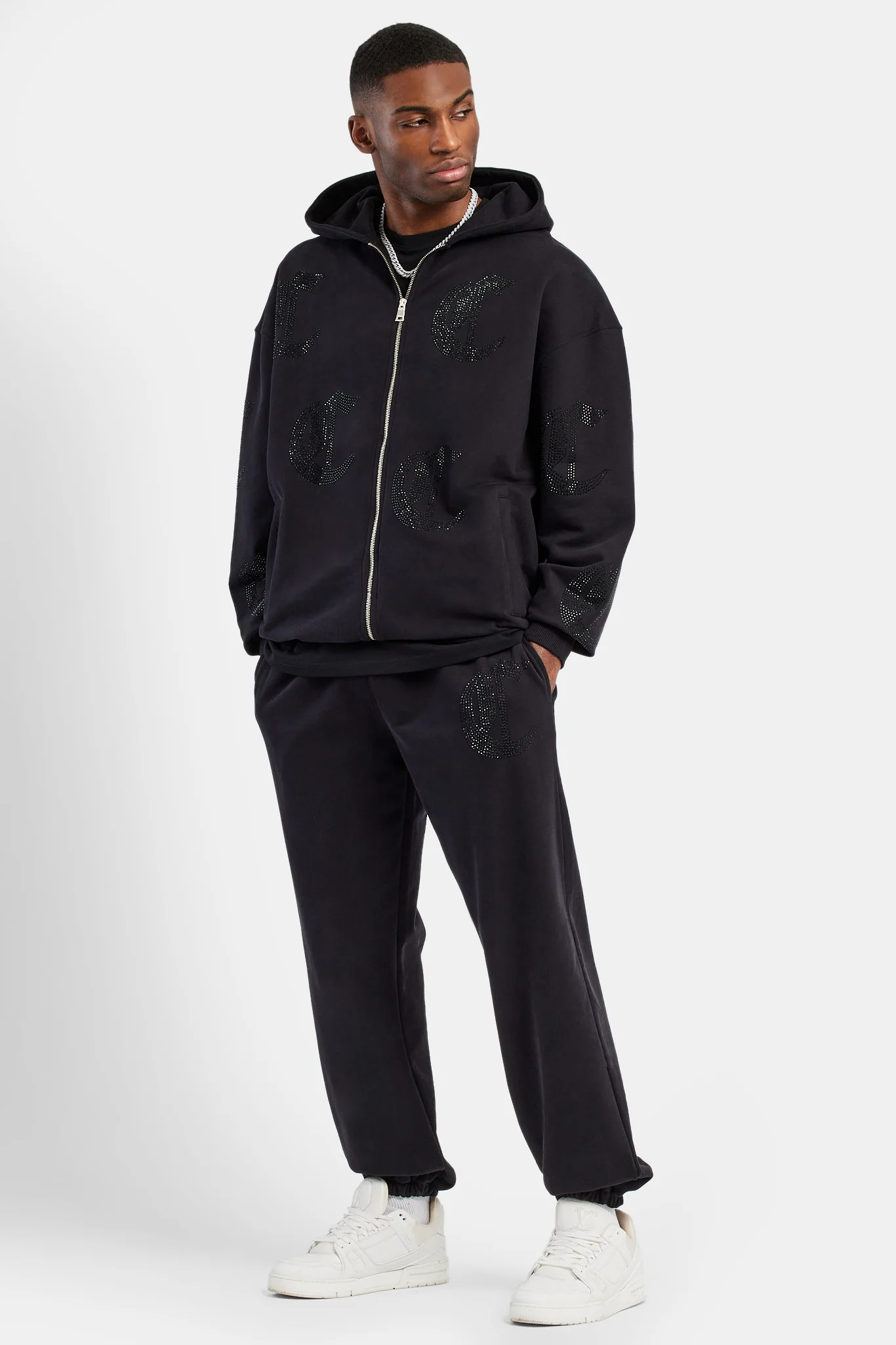 C Repeat Rhinestone Tracksuit - Black - Image 7