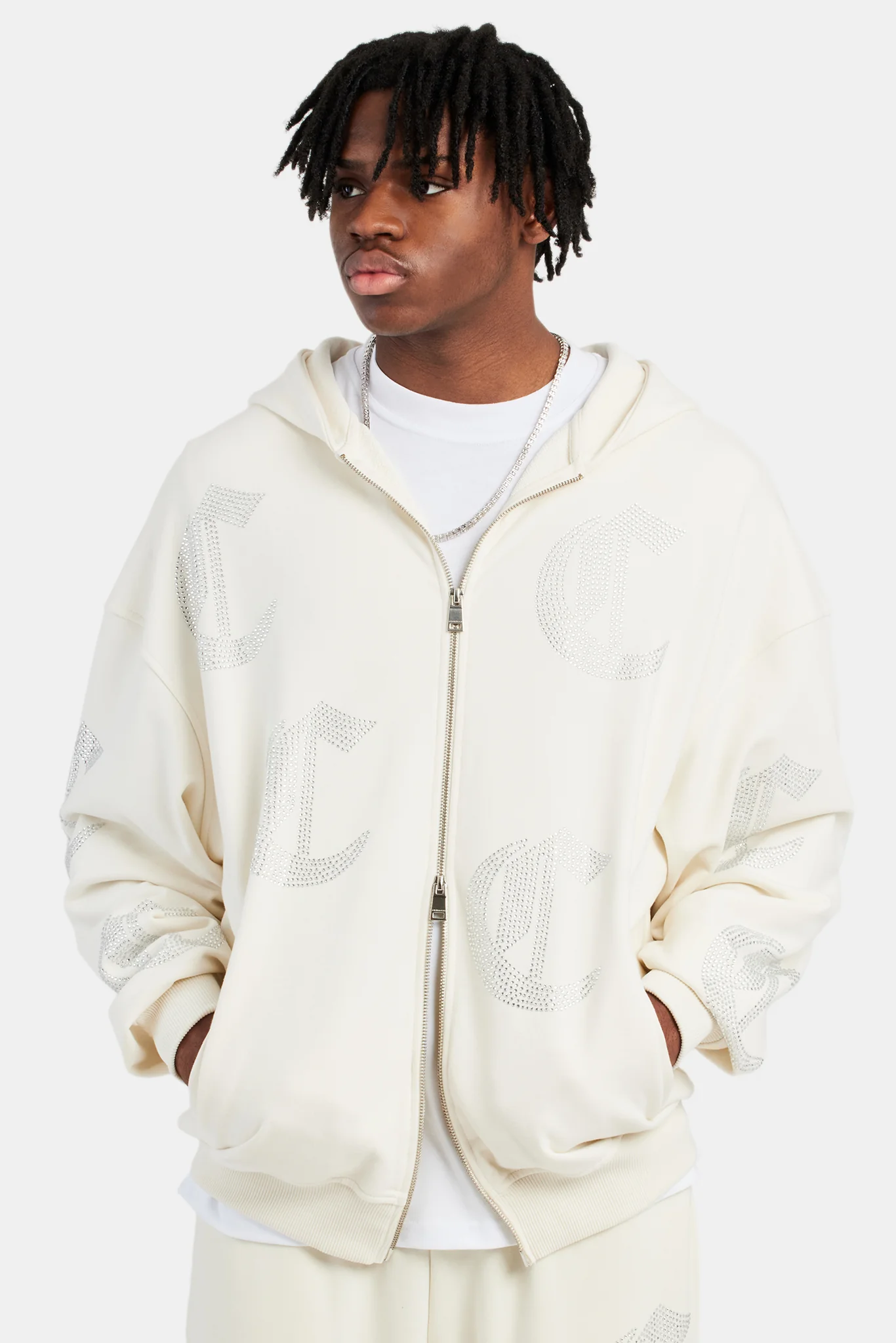 C Repeat Rhinestone Tracksuit - Ecru - Image 5