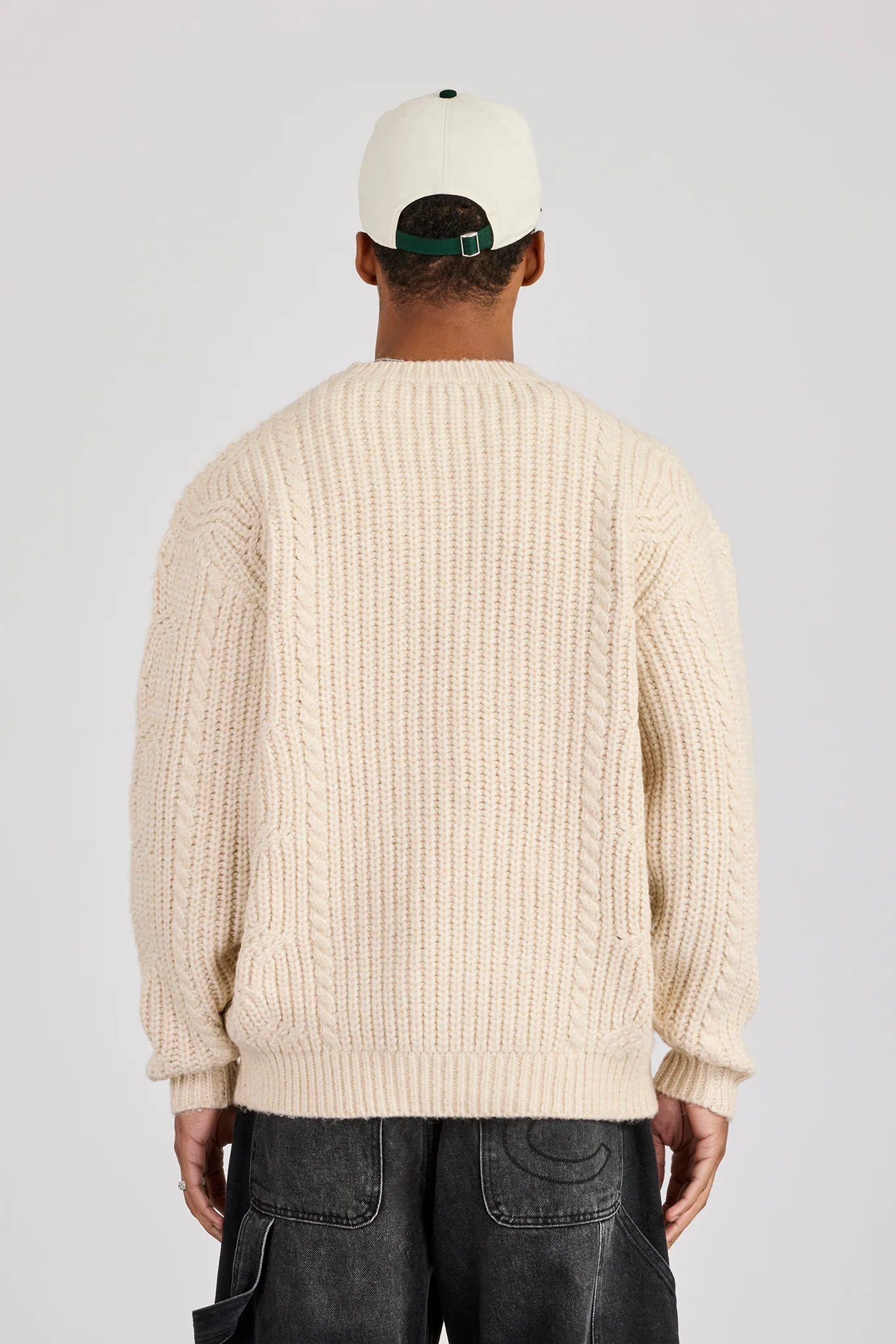 Cable Knit Embroidered Sweatshirt - Off White - Image 4