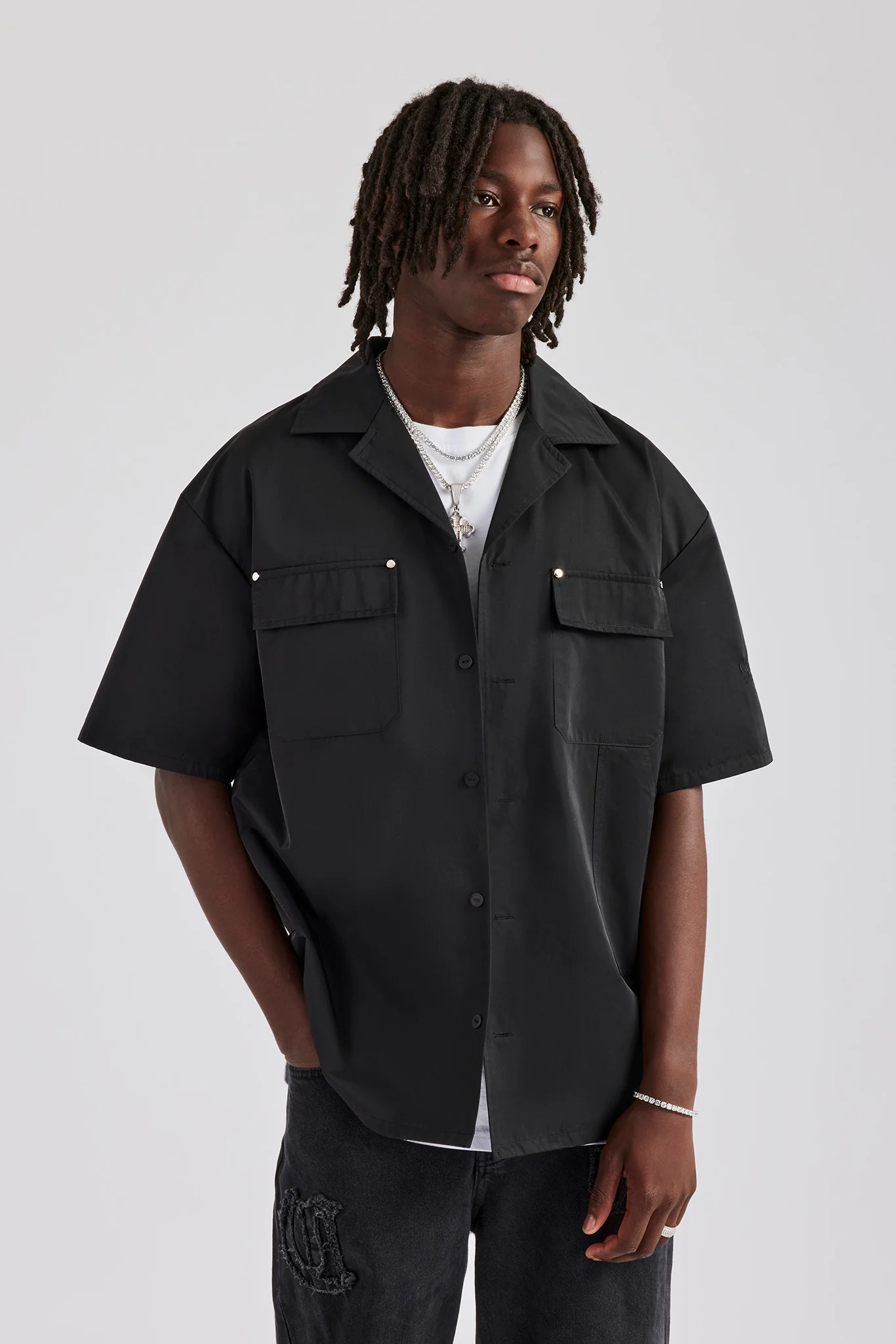 Carpenter Nylon Embroidered Shirt - Black - Image 2